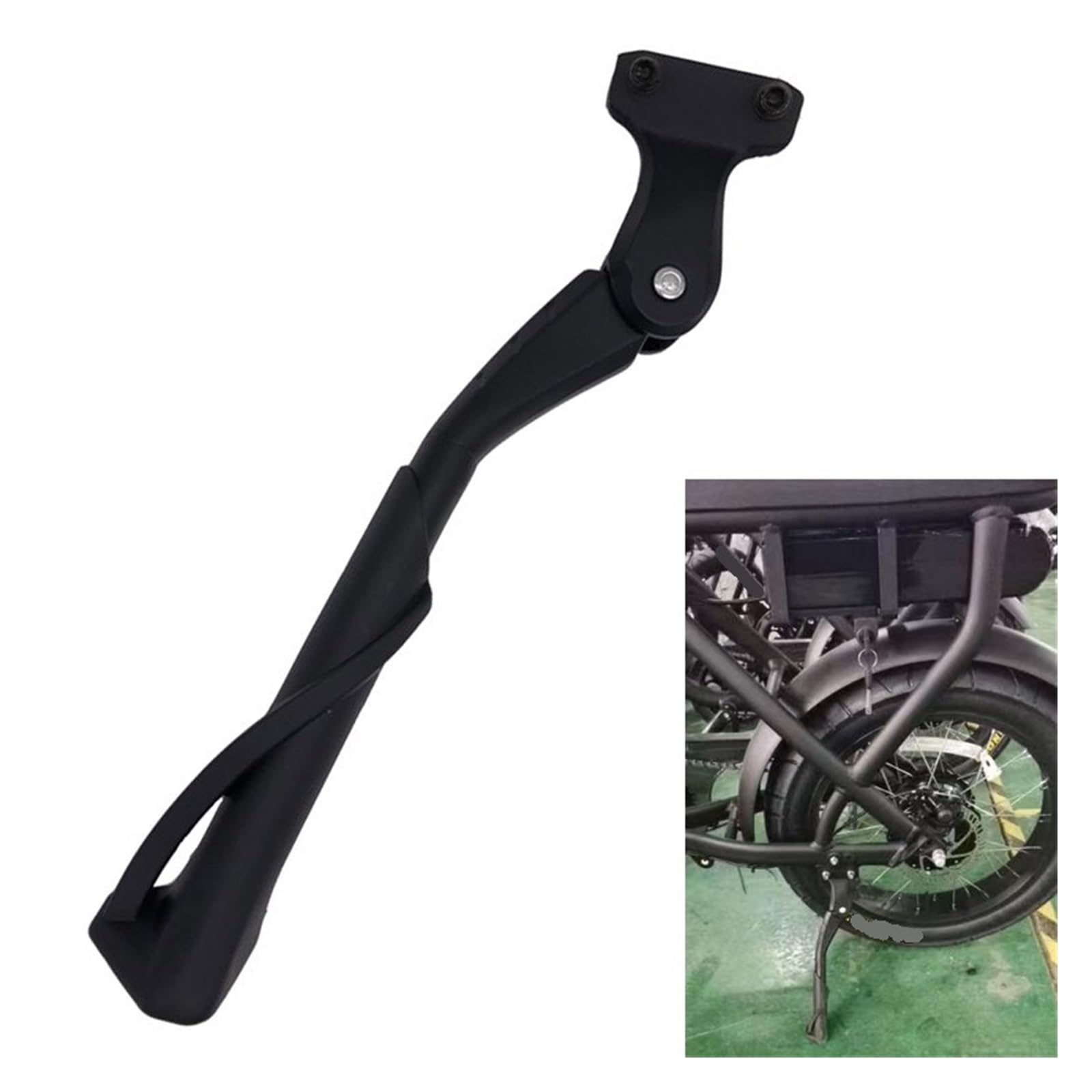 Piede su kickstand bicicletta Cavalletto for bici da neve Fat Bike da 20" 24" 26" Cavalletto for bicicletta elettrica Cavalletto di supporto posteriore Supporto for parcheggio laterale regolabile Punt