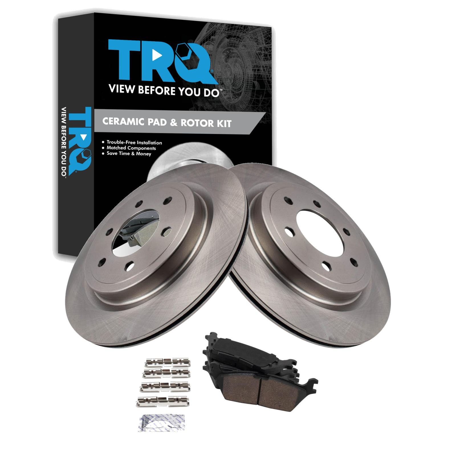 TRQ Rear Brake Pad and Rotor Set Ceramic Compatible with 2021 Ford F-150 Expedition 2022 Lincoln Navigator