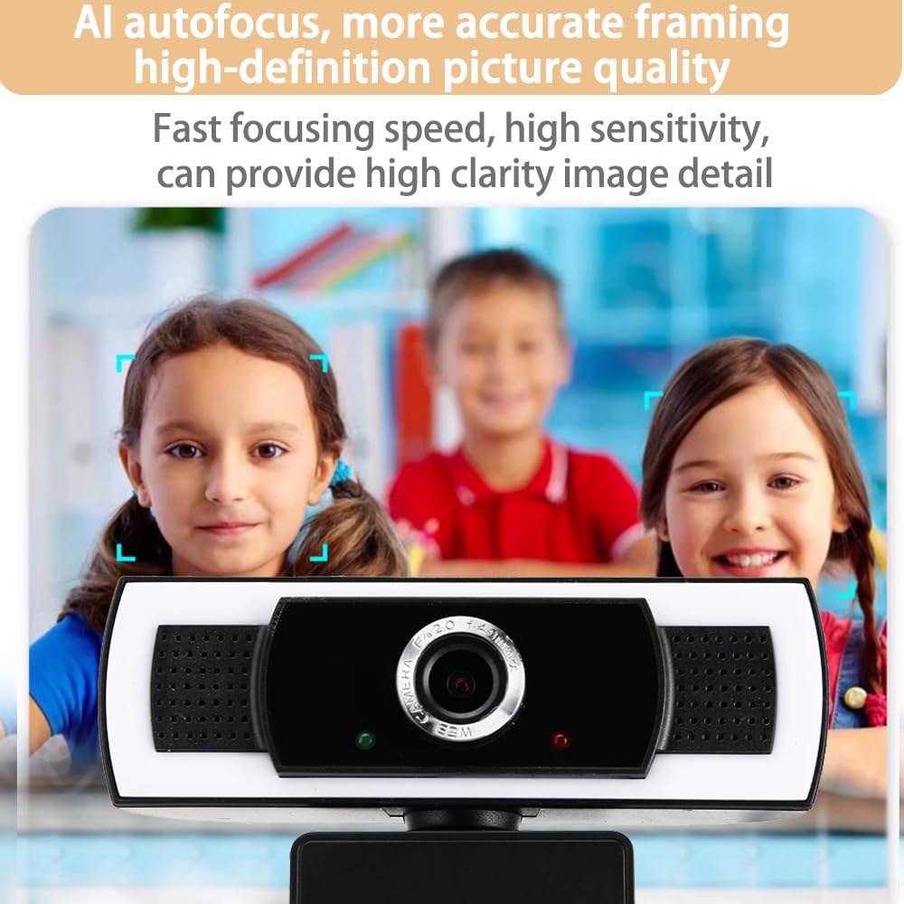 Cámara web con micrófono, zoom automático de 1080P, control de software y cubierta de privacidad, cámara web USB HD para computadora, Plug and Play, para zoom/Skype/equipos, conferencias y