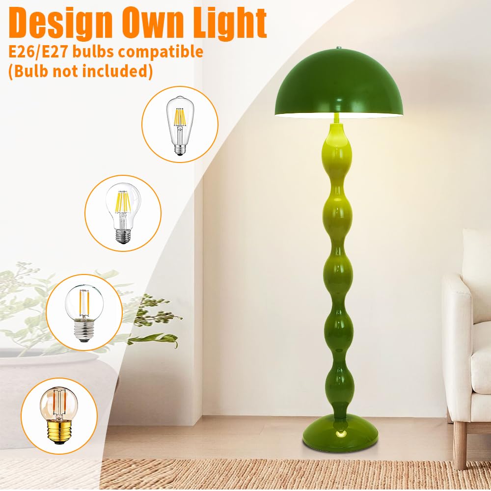 Pilz-Stehlampe, moderne LED-Stehlampe, einfache grüne Pilzlampe, 59 Zoll, für Schlafzimmer, Wohnzimmer und Büro