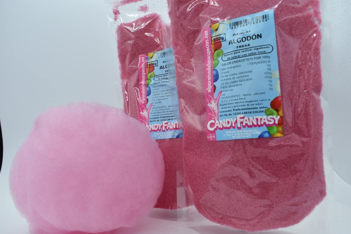 Azúcar para Algodón de Azúcar Sabor Fresa 1Kg (Rosa)