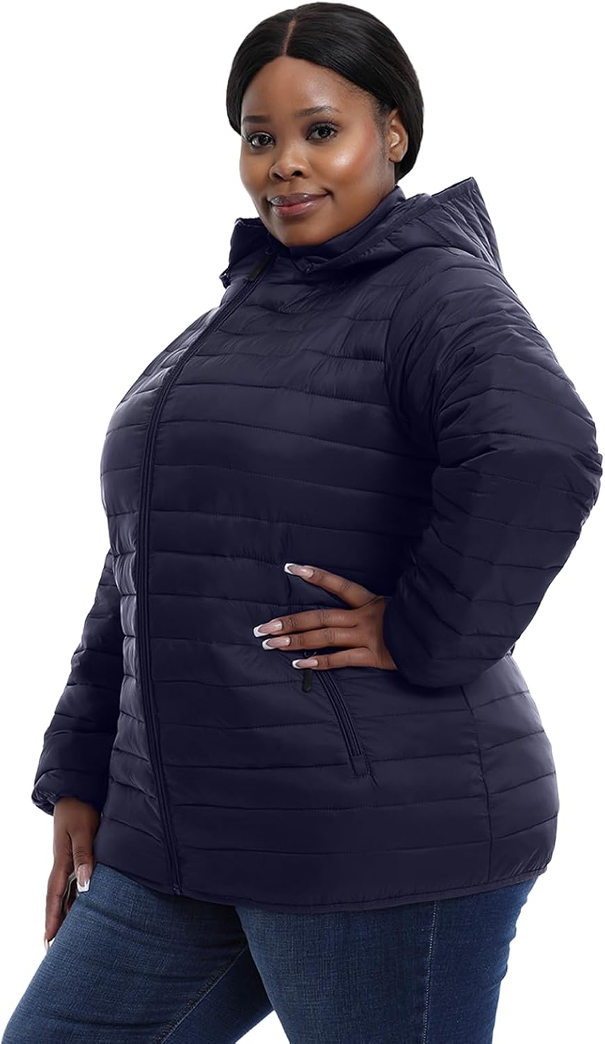 Plus Size Women's Packable Puffer Jacket 1X-6X Water-Resistant Lightweight Winter Coat(Exclusively for Plus Size) - Image 2