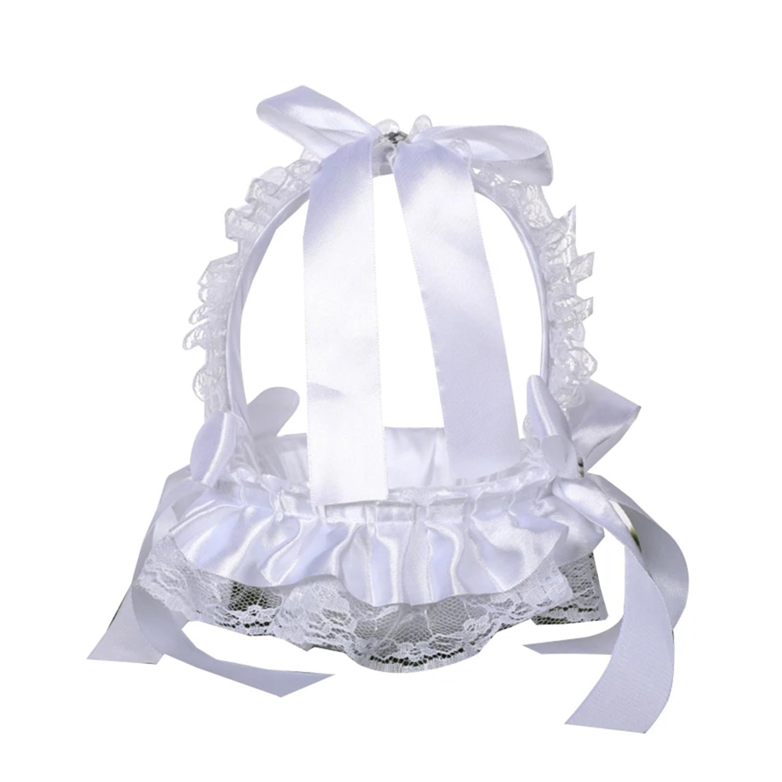 Wedding Petal Confetti Basket, White Lace Flower Basket for Wedding(White5)