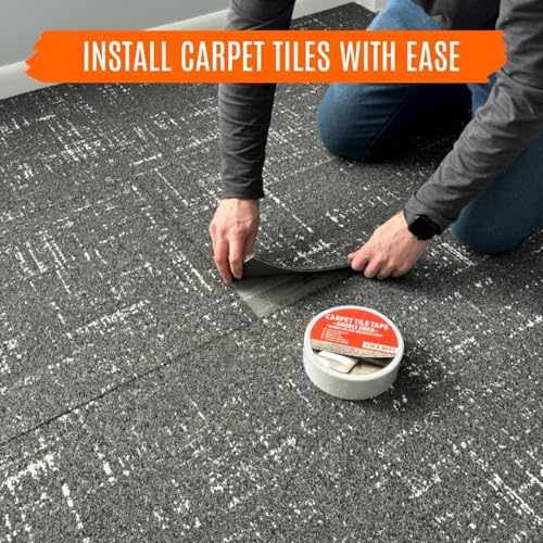 Image of Carpet Tile Tape Double Sided 4in x 90ft (3 Pack) Heavy Duty Reinforced Web Mesh Residue Free - Indoor Outdoor for Carpet Tiles, Hardwood, Vinyl, Rugs, Carpet, Rubber & Mat Gripper