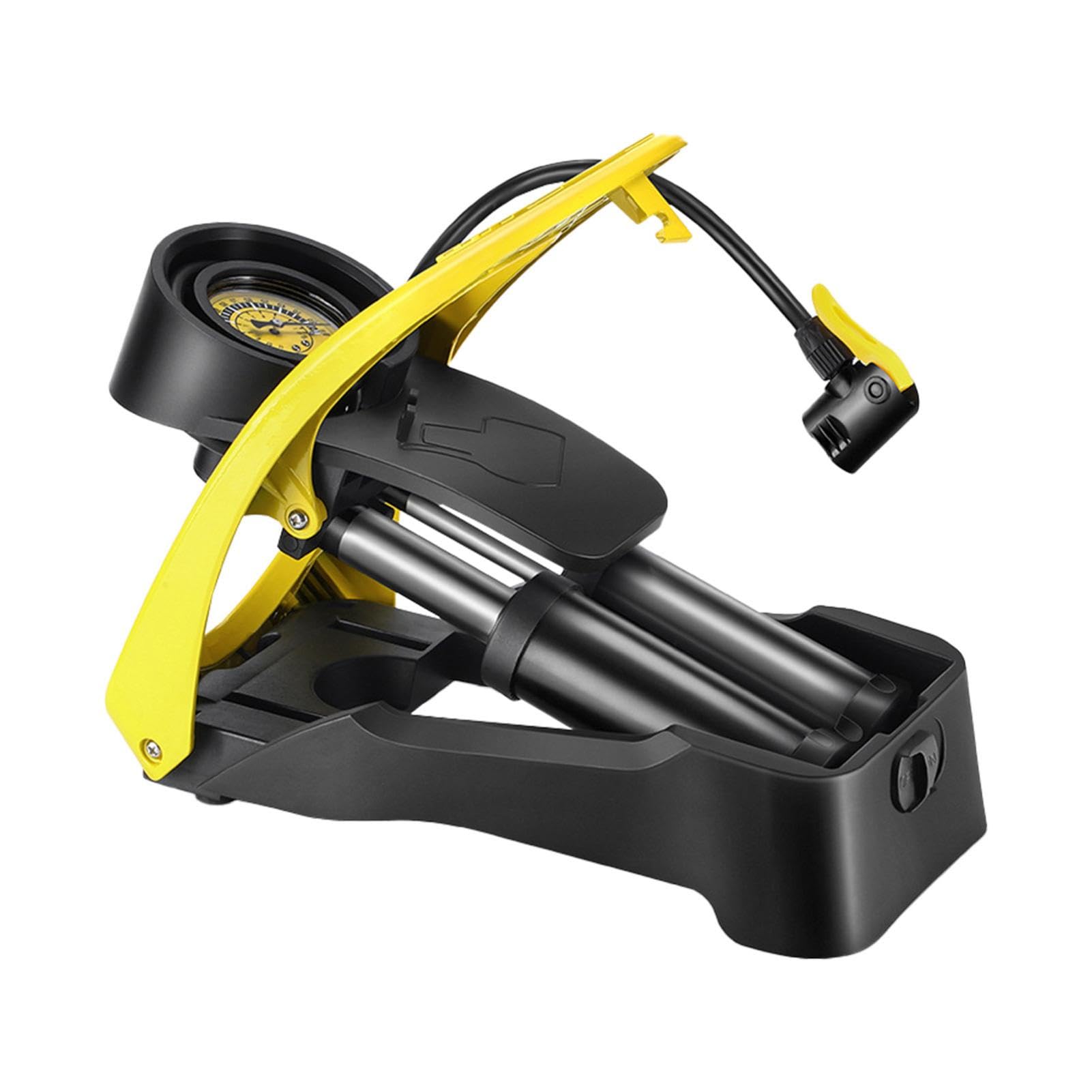 Fußluftpumpe – Hochdruck-Fahrradpumpe, tragbarer Reifenfüller, kompakte Handluftpumpe mit präzisem Manometer, stabile Handreifenpumpe für Fahrräder, Autos, Sportgeräte, 30 x 14,5 x 7 cm