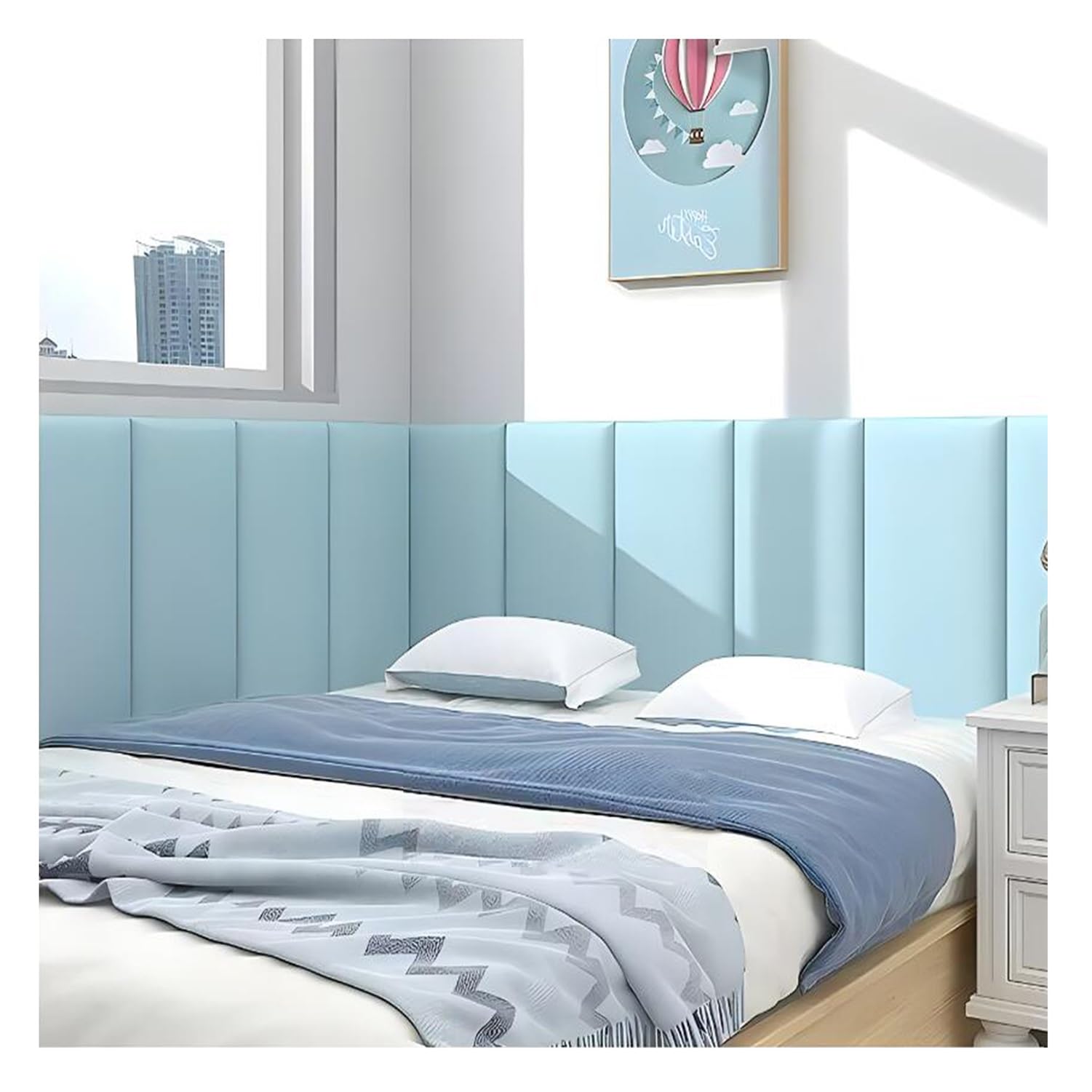 Protección de respaldo de cama con paneles de pared autoadhesivos de cuero en dojos