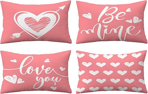 Miniatura 7 de YeeJu Juego de 4 fundas de almohada de 18 x 18 pulgadas, diseño de gnomos de corazón rojo de amor, fundas de almohada de terciopelo para boda,
