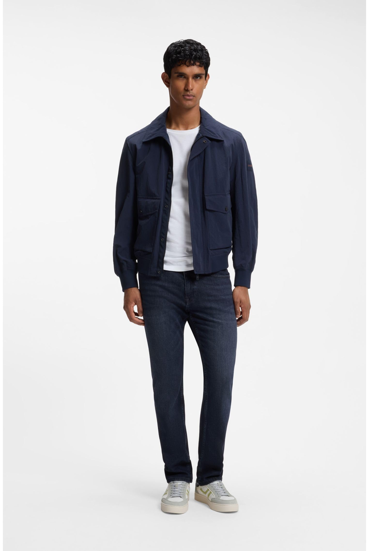 BOSS Herren Delaware BC-L-C Blaue Slim-Fit Jeans aus komfortablem Stretch-Denim