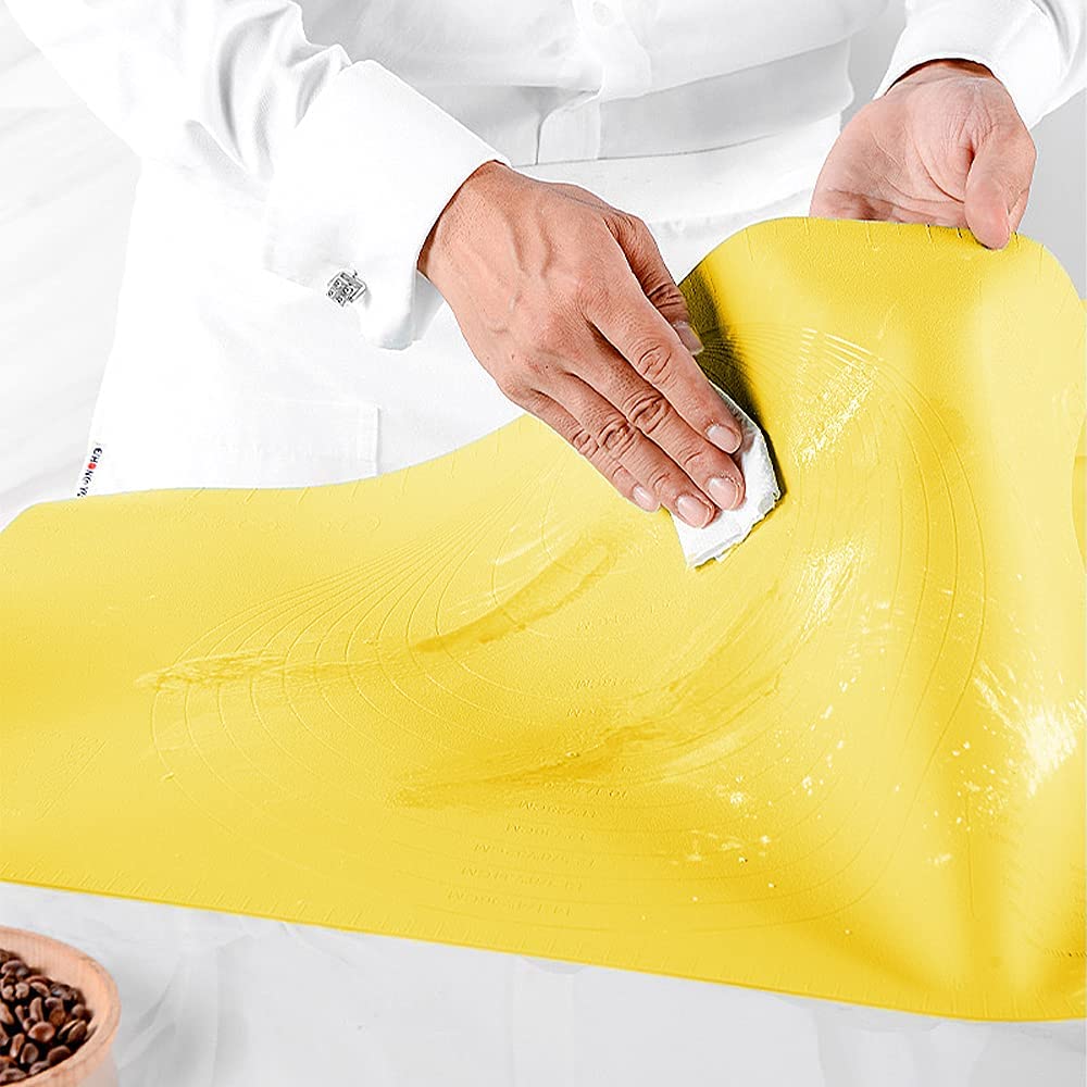 Tapis de cuisson anti-adhésif en silicone - 60 x 40 cm - Facile à nettoyer (jaune)