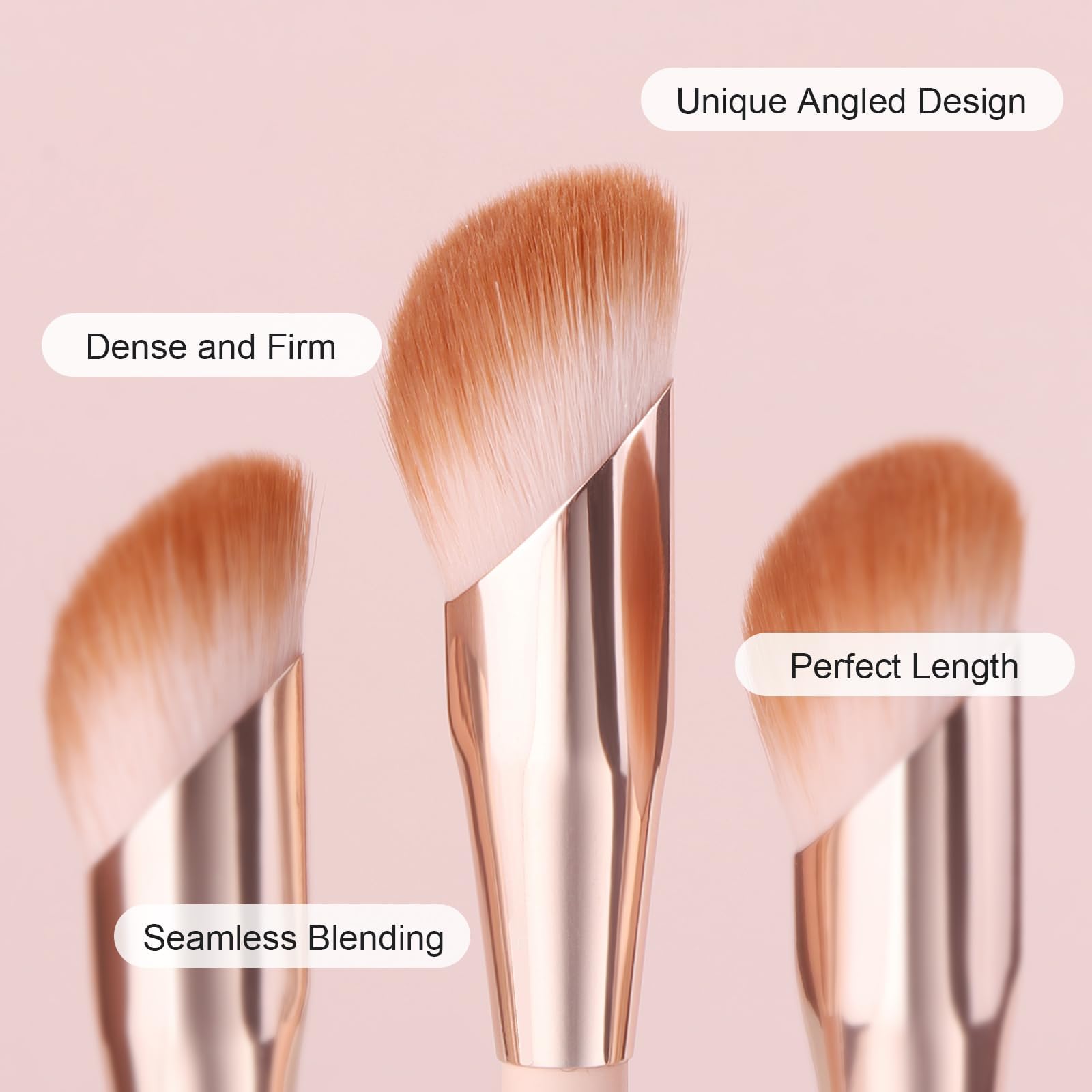 Brush Master D101 Precision Concealer Brush, Concealing Blending Setting Buffing, Under Eye Makeup Small Angled Precision Face Blending Brush, Pink