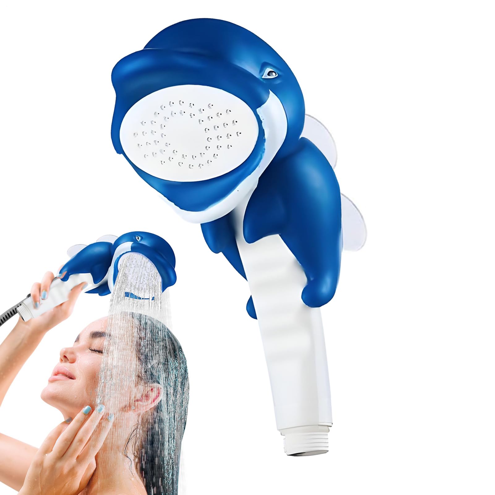 Soffione Doccia Per Bambini, Soffione Doccia A Di Delfino In Stile Cartone Animato, Soffione Doccia Portatile A Ventosa, Soffione Doccia Con Supporto, Tubo E Valvola Di Deviazione