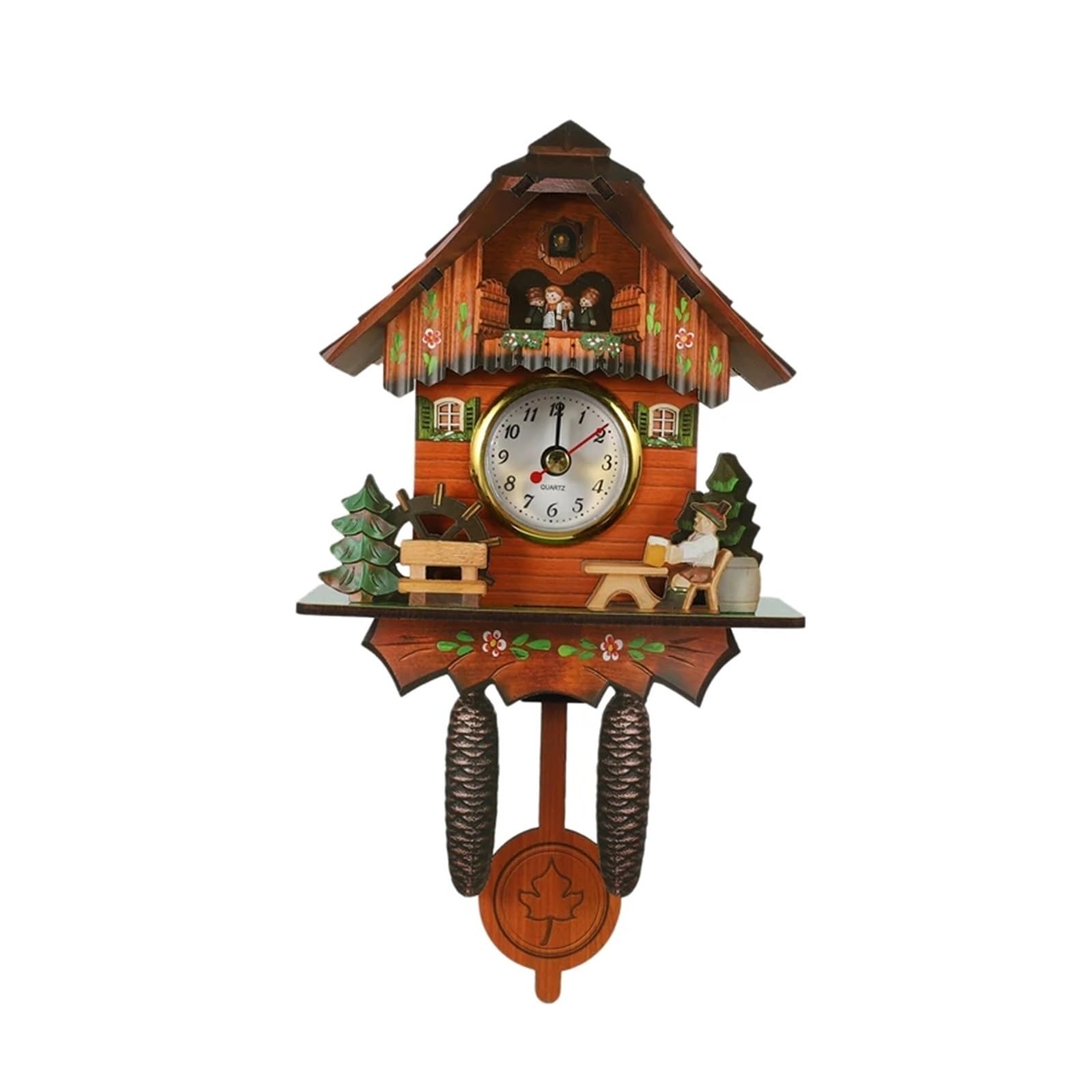 Relojes De Cuco Reloj de Pared de Cuco de Madera Antiguo con Forma de pájaro, Campana de Tiempo, Reloj Despertador oscilante, decoración artística for el hogar