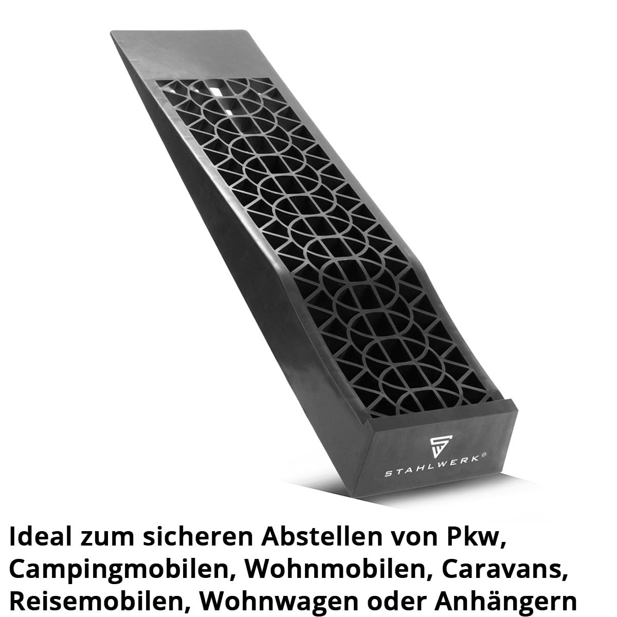 STAHLWERK GT-13 - Set di 2 cunei da passeggio, capacità di carico di 3 t, 700 x 200 x 78 mm, cuneo per ruota e rampa di accesso