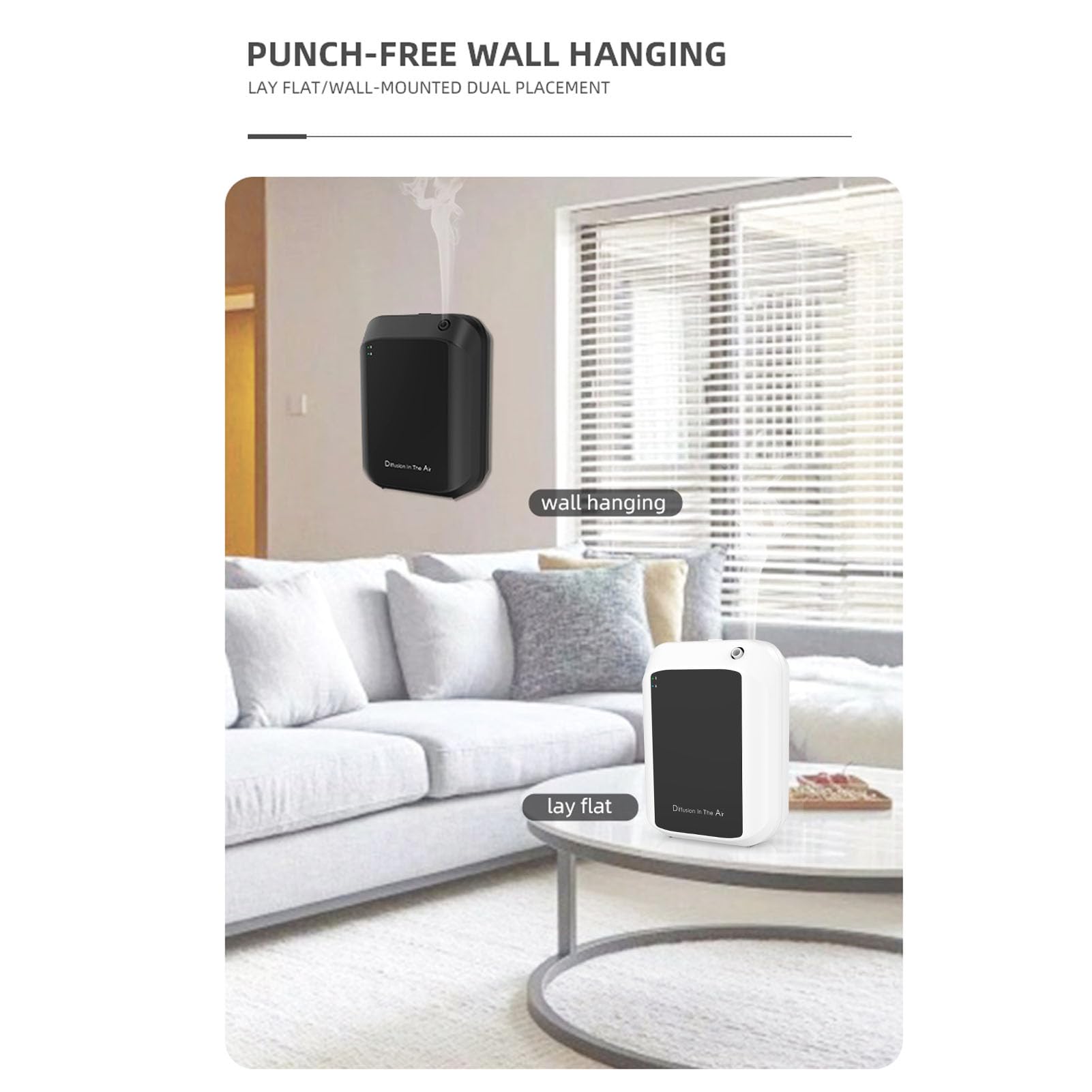 Diffusore di oli essenziali senza acqua da 150 ml, macchina per l'aria profumata Bluetooth Smart, diffusore di fragranze controllato da app, montabile a parete per hotel, spa, (Black)