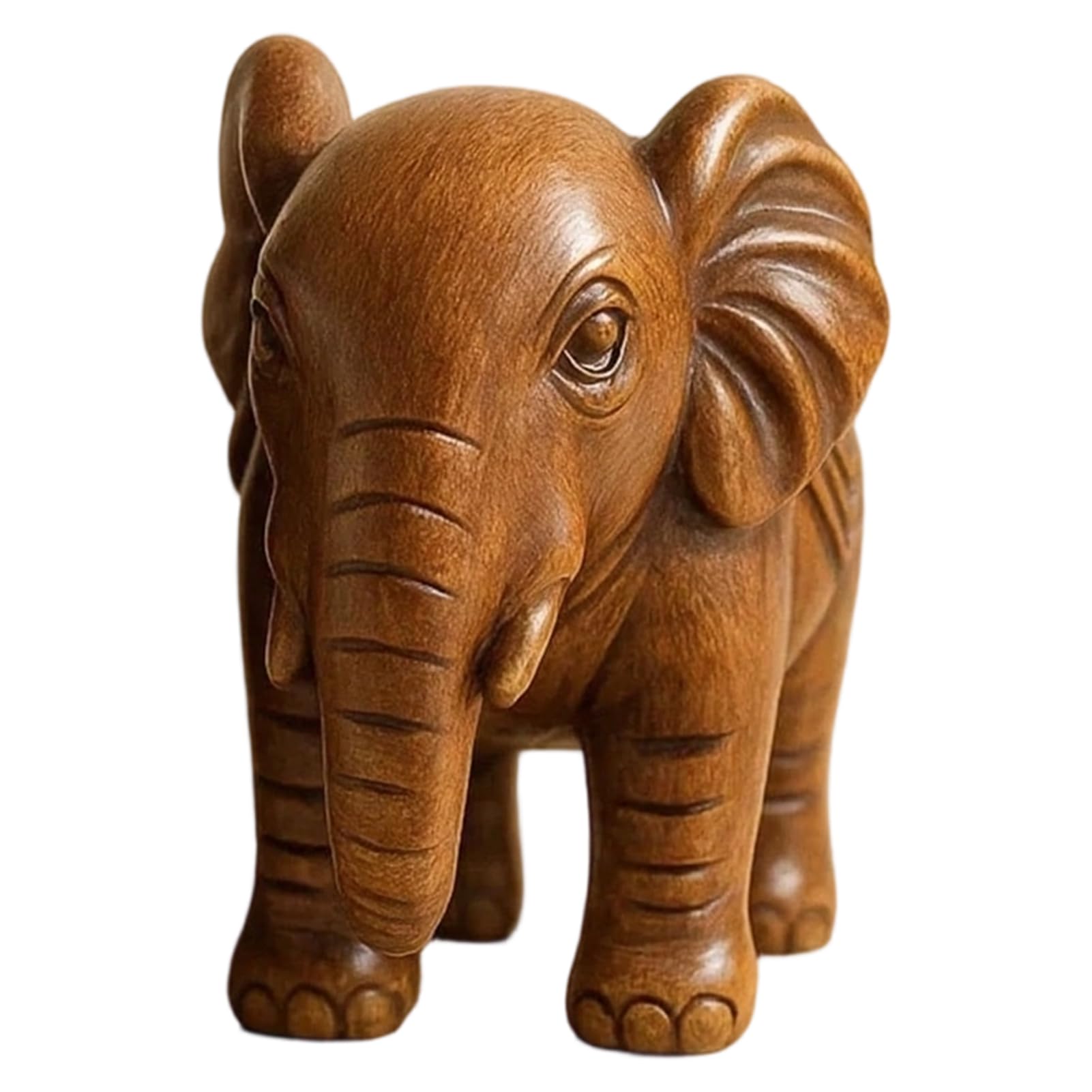 Pasisuu Elephant Figurine Ornament, Resin Wood Grain Elephant Statue, Auspicious Animal Sculpture for Home Office Living Room Bedroom Decoration [object Object]