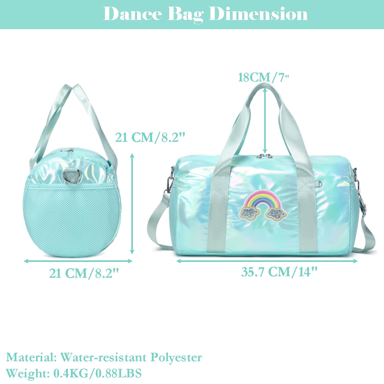 Laser Petit Sacs de Sport pour Enfant Filles Sac Danse Ballet Latine avec Poche Étanche Séparée