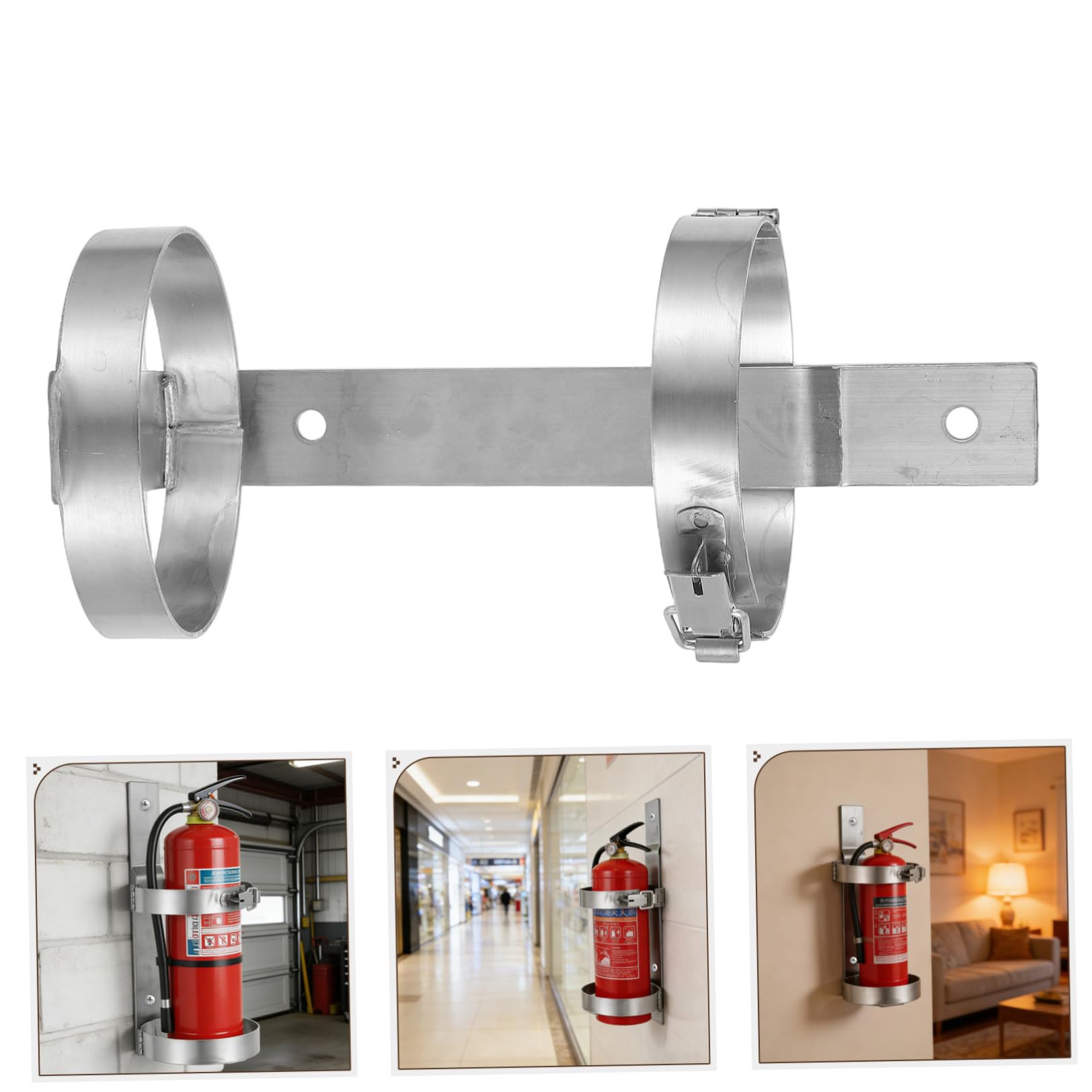 Soporte Liberación Acero para Extintor de de 2 Kg Incendios en Inoxidable Plata Rápida y Fácil Instalación para Uso en Hogar y Oficina