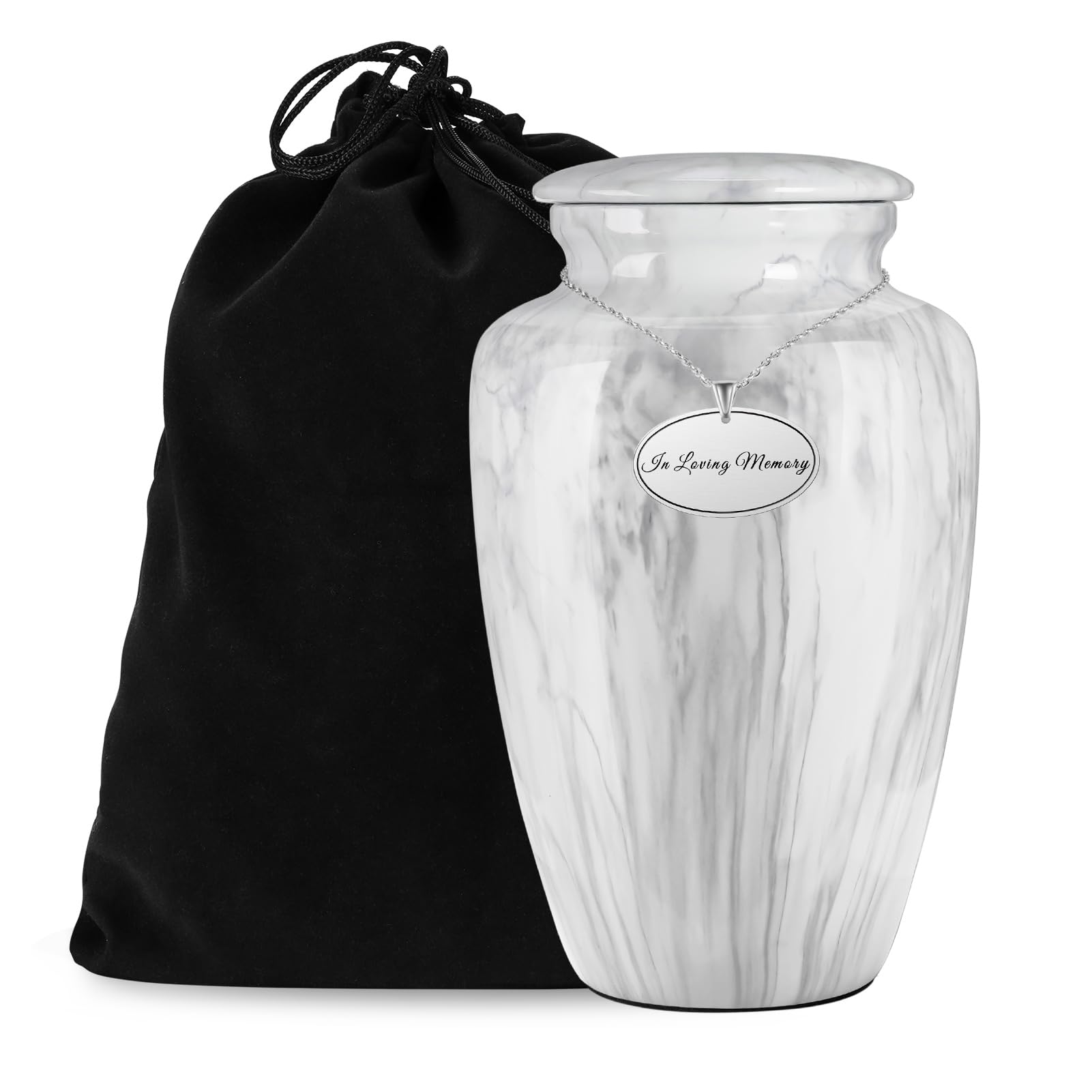 Photo 1 of Abooxiu White Marble Finish Cremation Urn - 200 lbs Capacity
