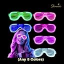 Shimmers Neon Party Glasses – Glow in Dark Shutter Shades for Kids & Adults, UV Reactive Bright Color Sunglasses for Holi, DJ Night, Birthday, Festival, Rave & Dance Party Accessories gallery image
