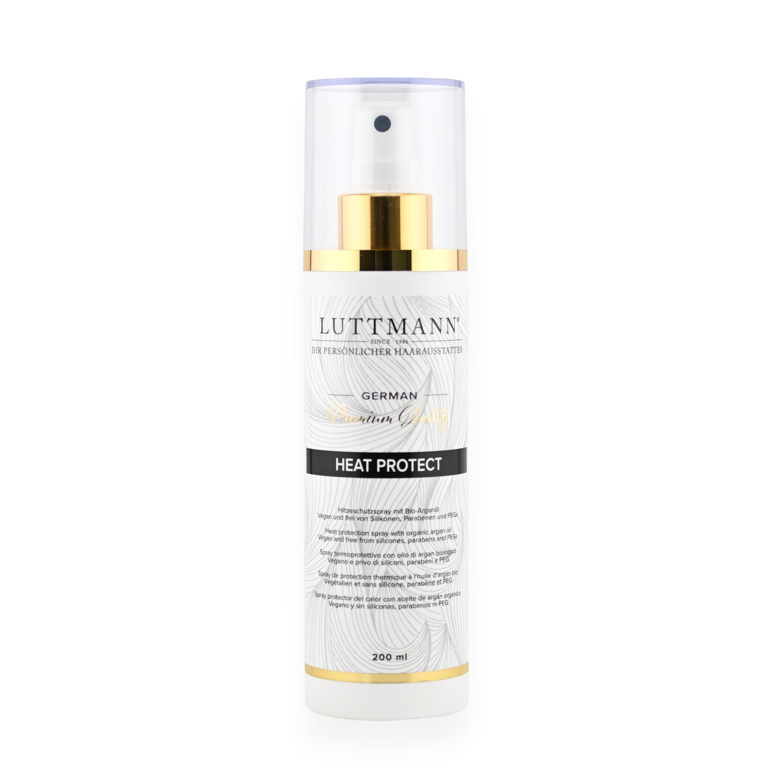 Spray Heat Protect 200 ml - Spray de protection thermique à l'huile d'argan bio pour extensions, perruques, postiches et cheveux naturels - Fabriqué en Allemagne