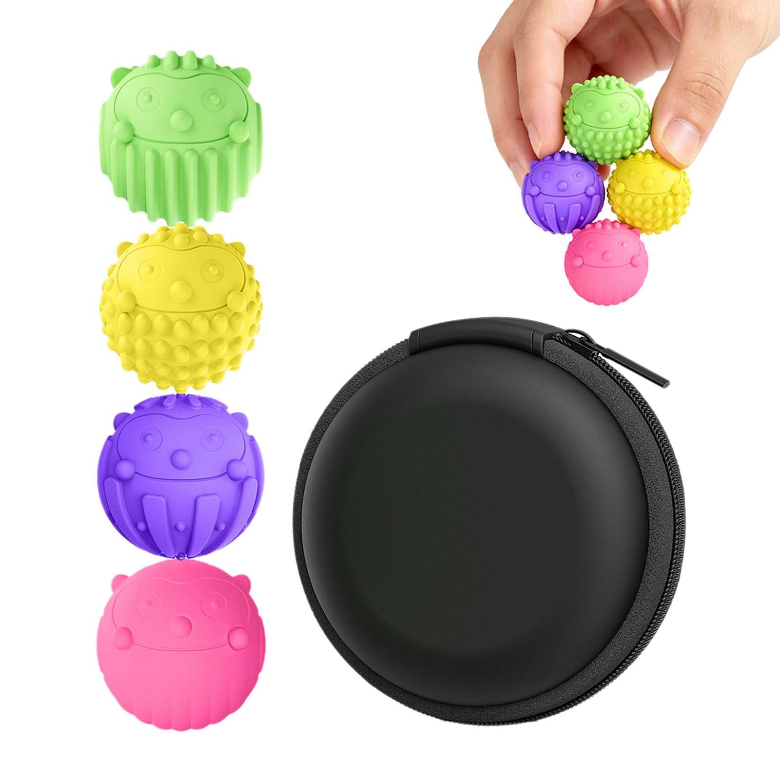 4 PCS Magnetic Fidget Balls, Silicone, Colorful Stress Relief Sensory Toys for Autism ADHD Anxiety,Fun Textures Gadgets, Office Desk Fidget Toys, Gifts for Teens Adult Coworker