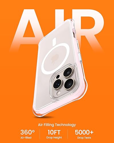 Miniatura 3 de ORNARTO Air - Funda transparente para iPhone 16 Pro Max, compatible con MagSafe, protección contra caídas de grado militar con aire integrado color