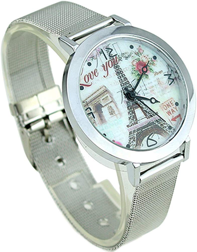 Pendant لمعلقات قلادة Women's Eiffel Tower Silver Band Wrist Watch Model 2 ویز