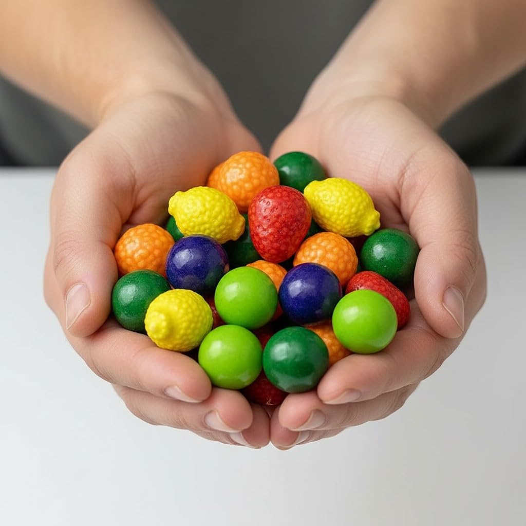 SweetGourmet Seedling Gumballs, 4 Pound Bag, Assorted Fruit-Shaped Bubble Gum with Candy Seeds, 180 Pieces, Kosher, Apple Orange Lemon Strawberry Grape Watermelon Flavors