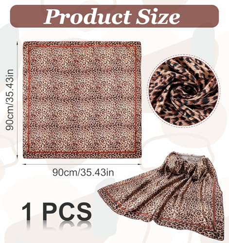 Cheetah Bandana, Leopard Head Scarf 35 Inch for Women, Soft Satin-Like Hair Wrapping Scarf for Day and Night, Square Bandana2