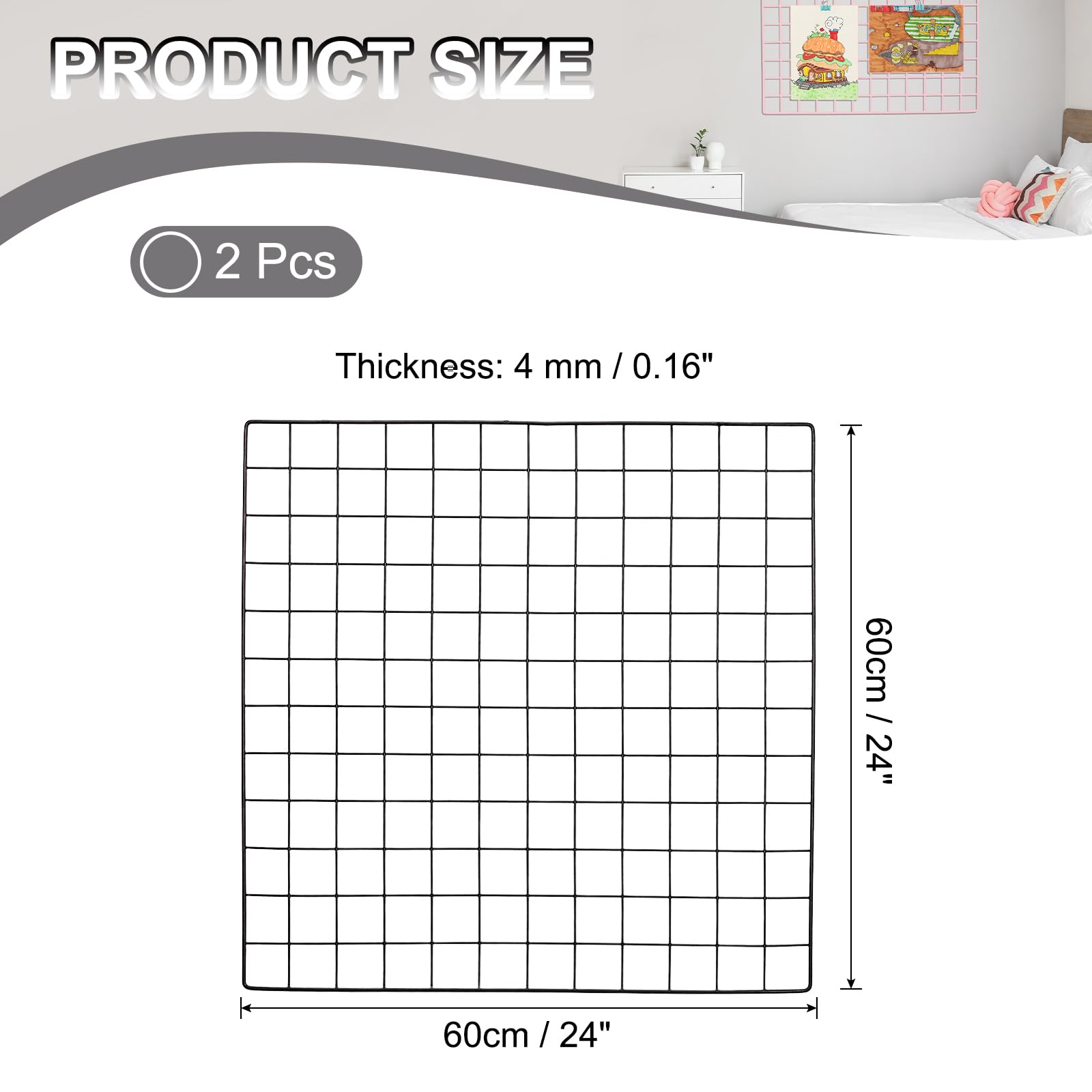 PATIKIL 60x60cm Wire Grid Panel - Image 3
