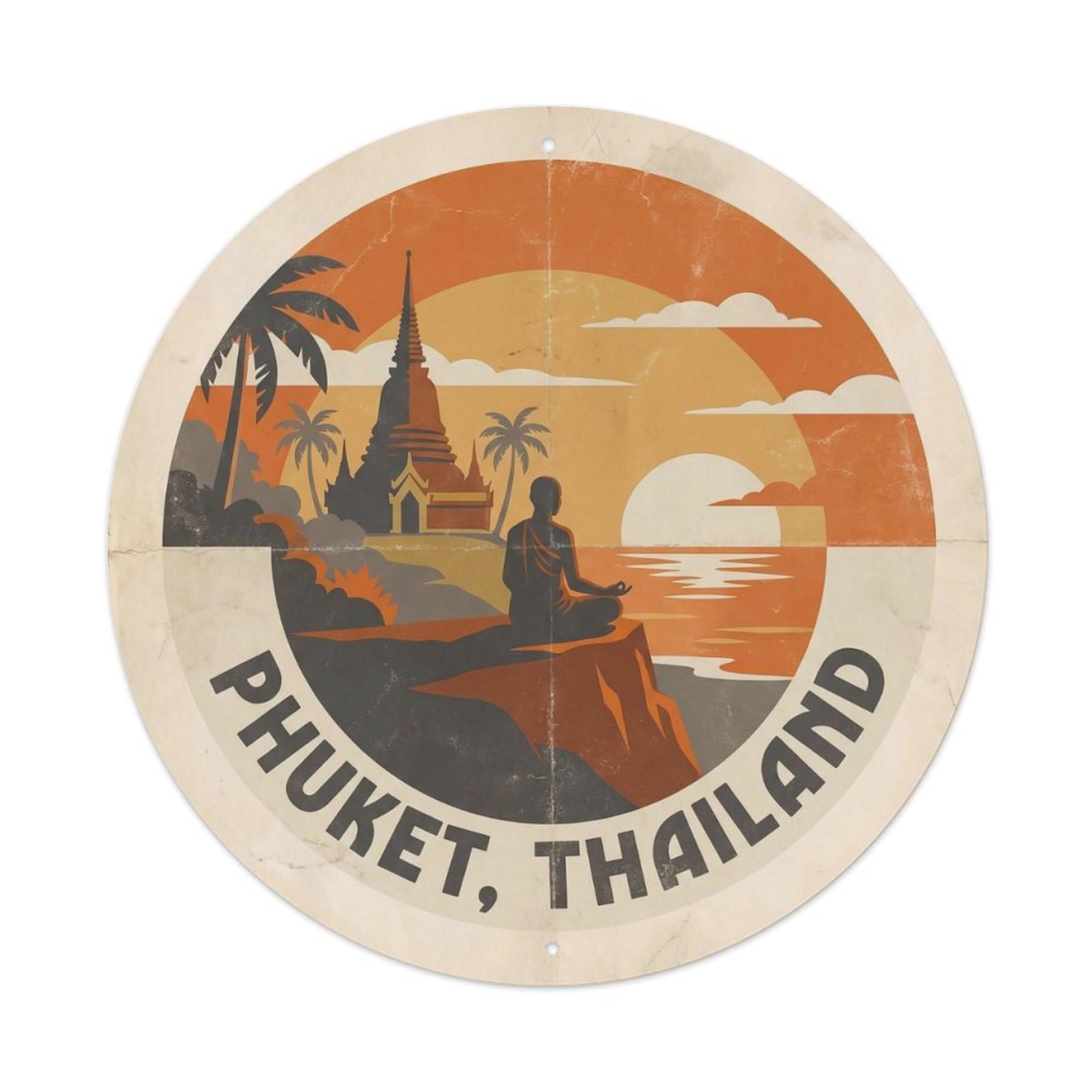 Phuket Buddhist Monk Temple Island Culture Religious Metal Tin Sign