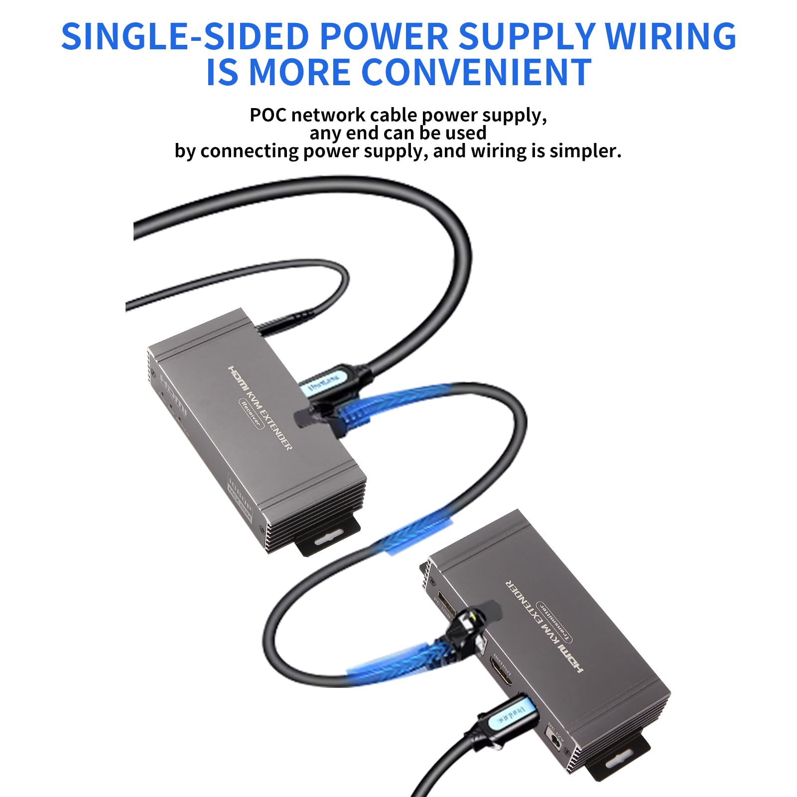 60M HDMI KVM Extender?HDMI Extender with USB KVM Control RJ45 60m Over Over Cat5e/Cat6 POC with Loop Support USB Keyboard Mouse for PC Computer