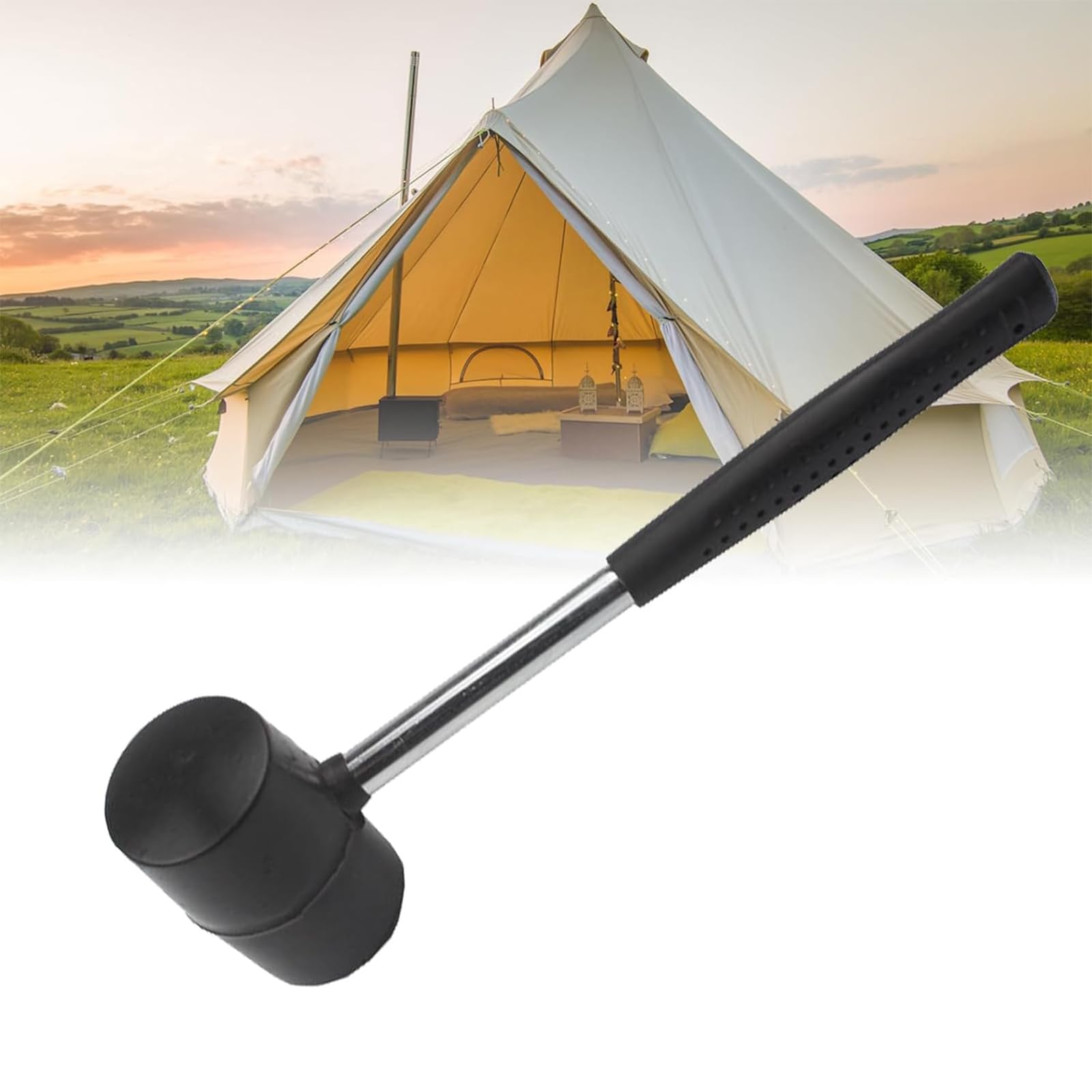 Martello in Gomma 300g, Martello da Campeggio, Accessori da Campeggio, Tenda e Outdoor, impugnatura Stabile e Antiscivolo, Martello Morbido per Artigianato e fai da te