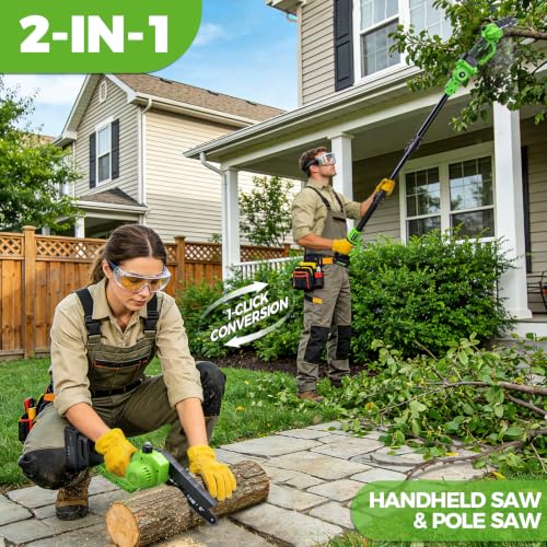 Image of 6Inch Mini Chainsaw with Extension Pole, 2-in-1 Pole Saw for Tree Trimming