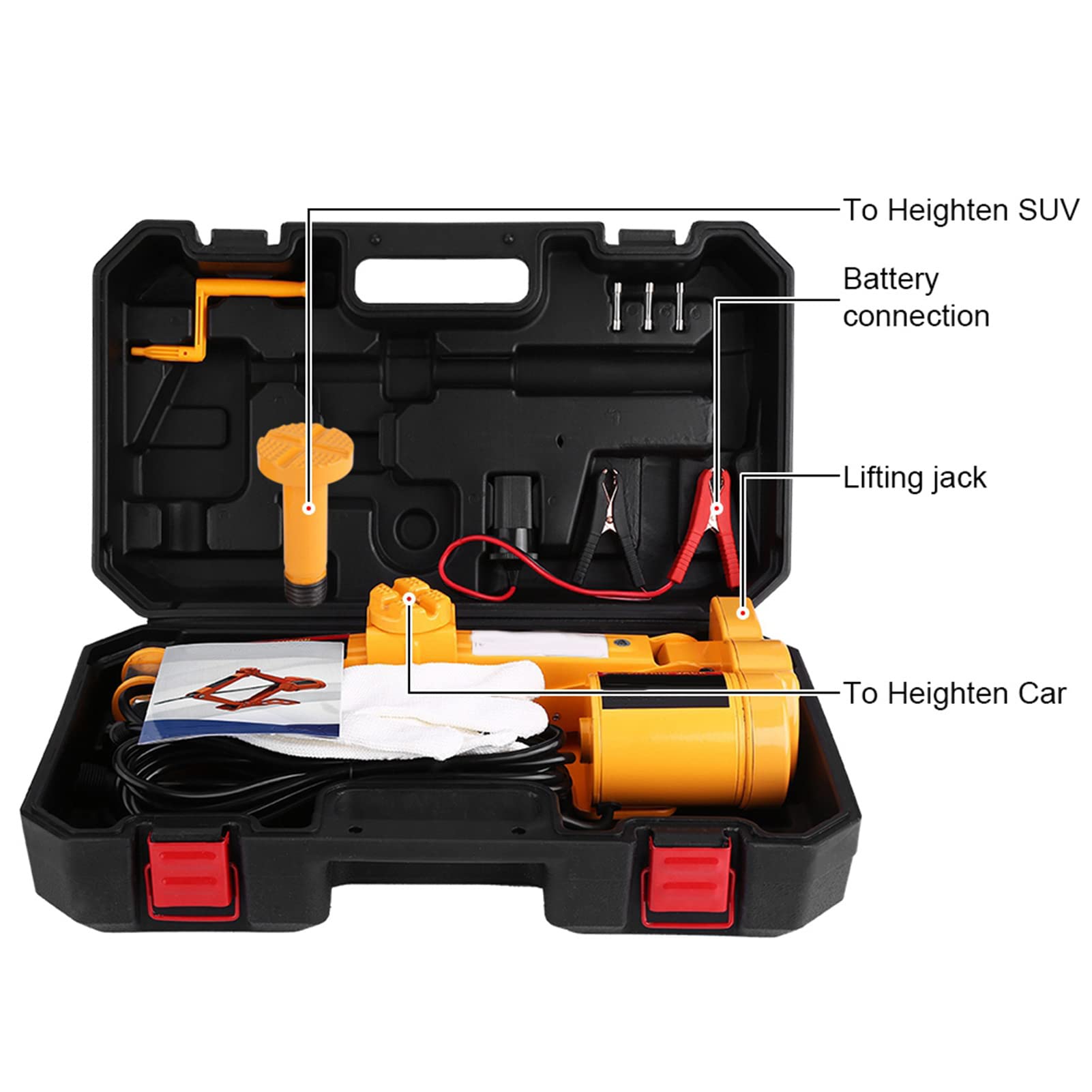 Martinetto Elettrico 3 Tonnellate 12V 15A Kit Attrezzi con Custodia per Cambio Pneumatici 12-35 cm