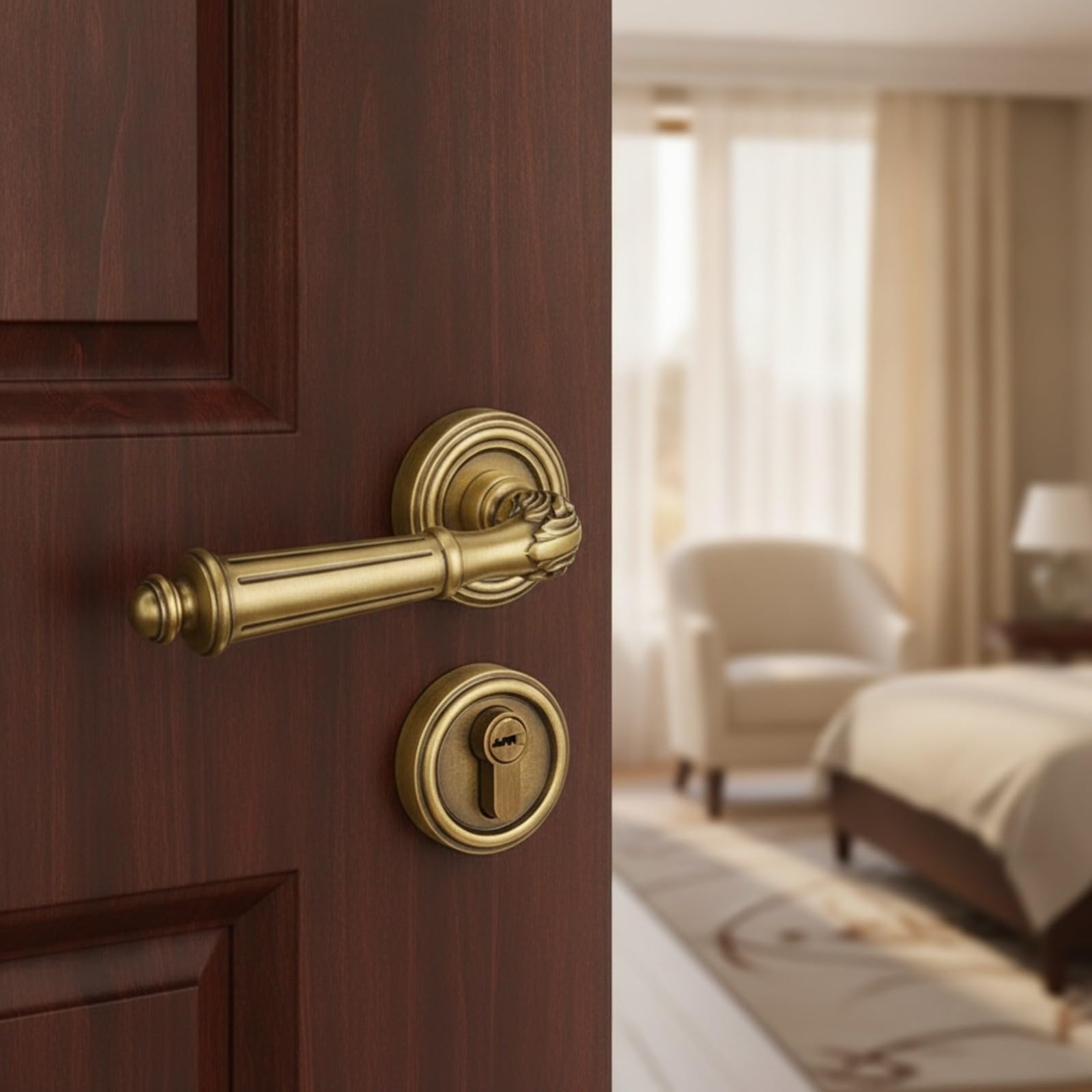 Milageto Maniglia con Piastra | Stile Francese, Maniglia per Porte Interne, brillante, Bagno