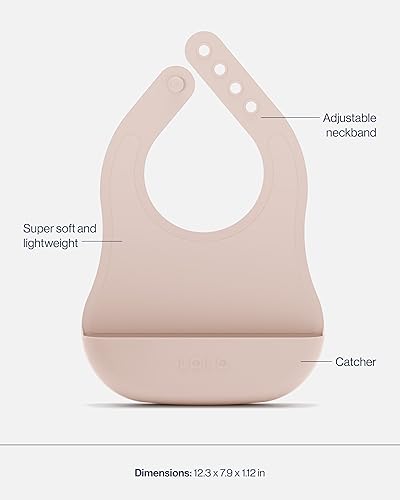 Miniatura 5 de Lalo First Bites Starting Solids - Juego de alimentación de silicona para bebés con ventosa, 2 cucharas y 1 babero, 4 piezas de suministros de