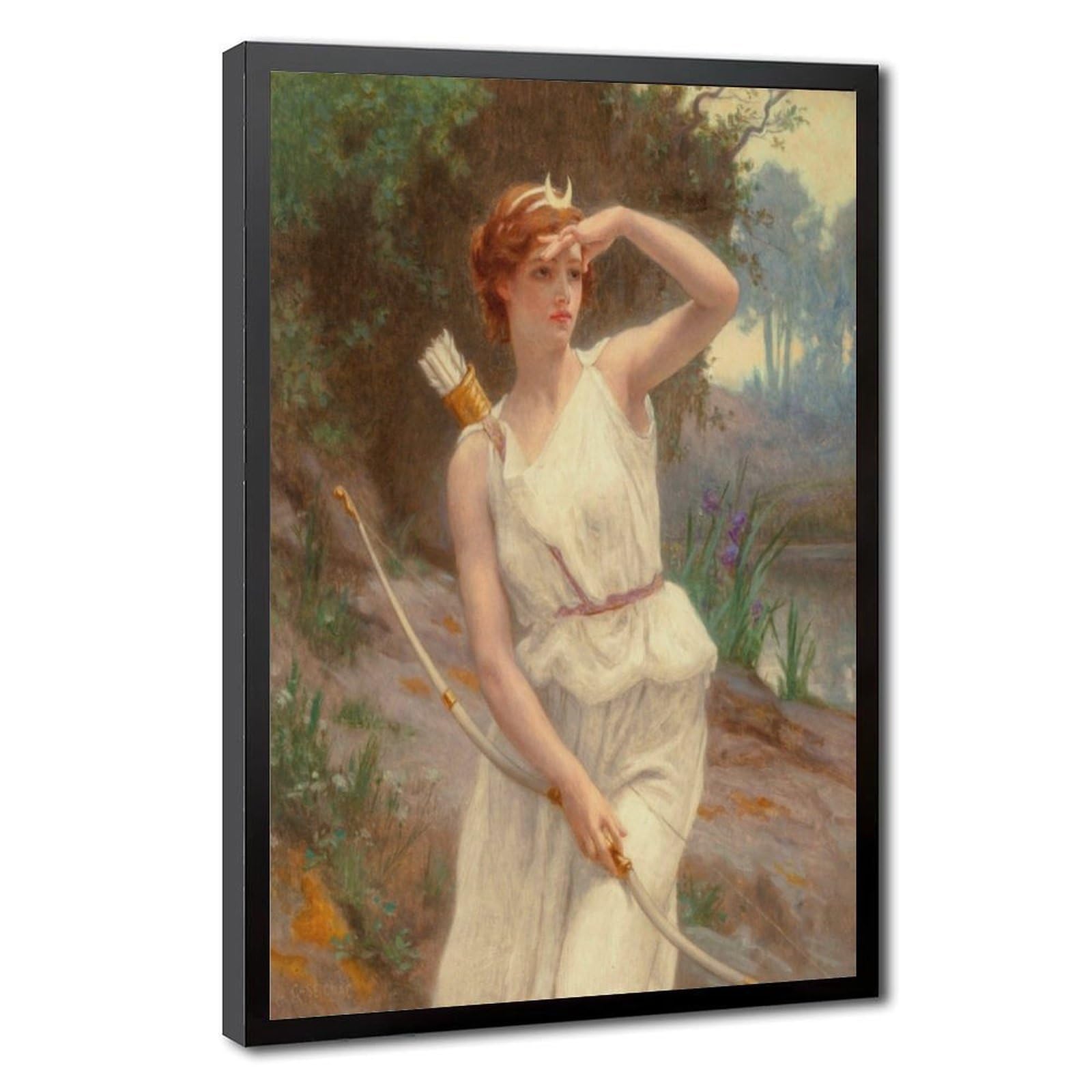 WCYB Guillamume Seignac Diana The Huntress 1870 Roman Mythology Goddess of The Hunt Moon And Nature Prints Posters Canvas Deco Paintings Wall Art For Offic