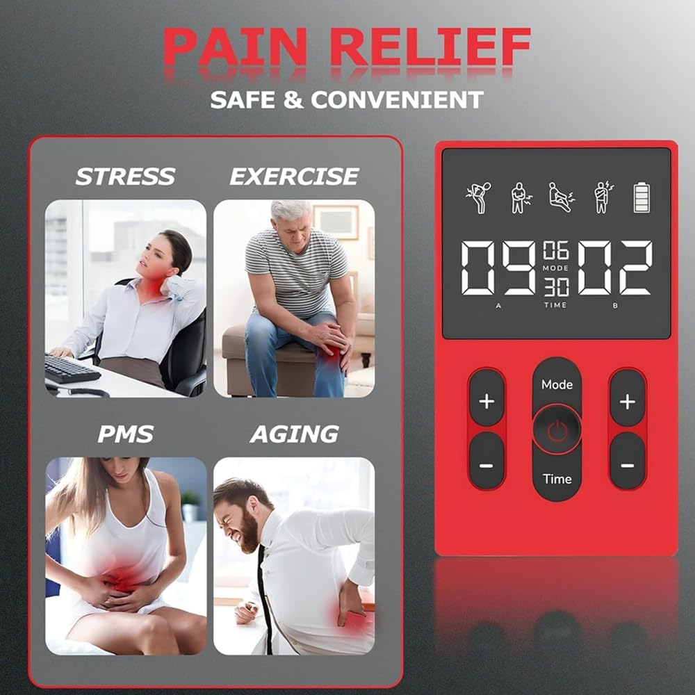 Électrostimulateur Musculaire 3en1, TENS/EMS/Massage, Electrostimulateur Musculaire de Canaux Double pour le soulagement de la douleur, 12programmes de Massage + 36 Intensités + 16 électrodes