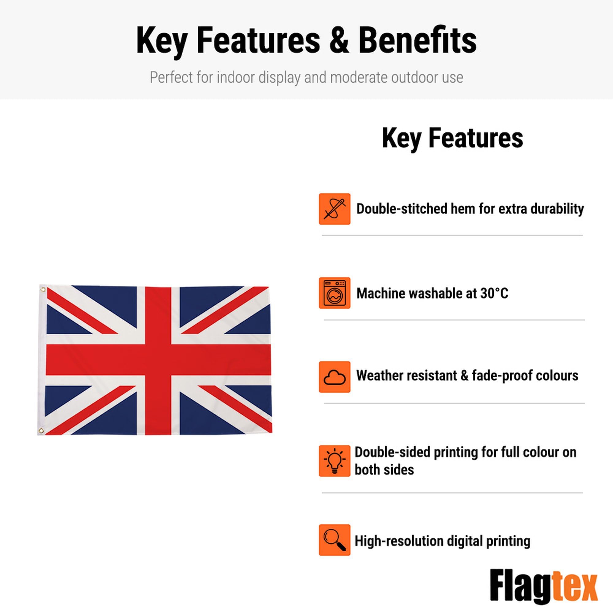 Festone Con Bandierine Union Jack (UK) – 10 Bandiere Su Nastro In Poliestere, 22,5 X 15 Cm
