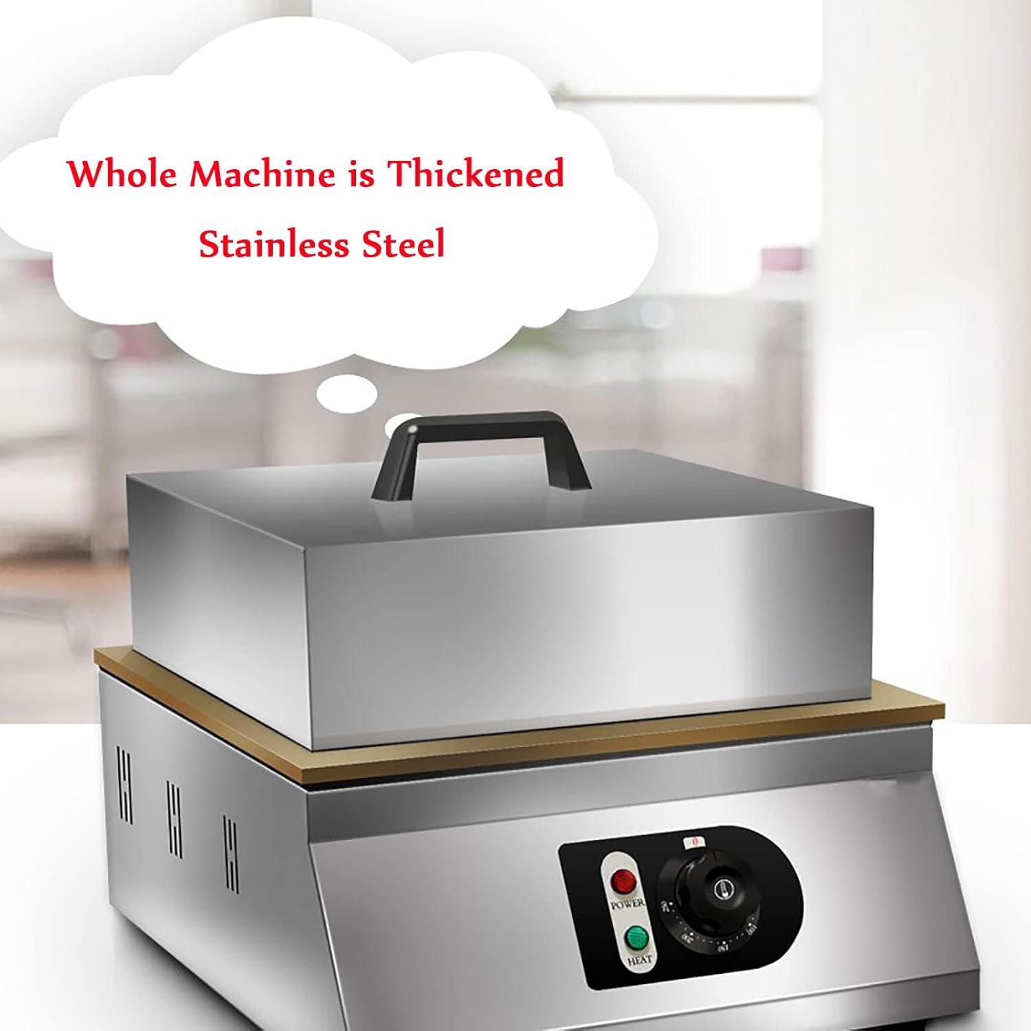 Electric Souffle Machine, Commercial Dorayaki Pancake Souffle Maker Machine, Temperature Range: 50-250°, with Stainless Steel Cover, for Restaurants, Bakeries, Dessert Shops