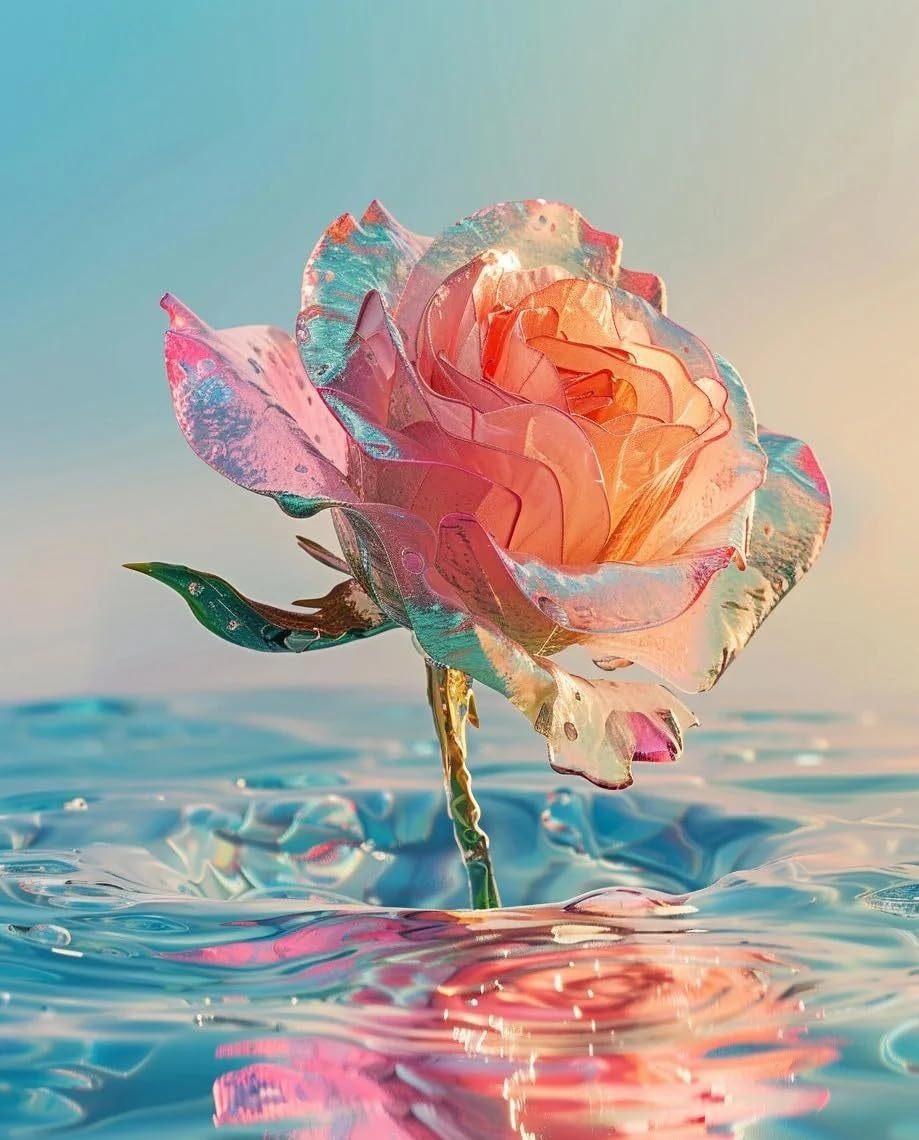 完成品】「水滴バラ」クロスステッチ