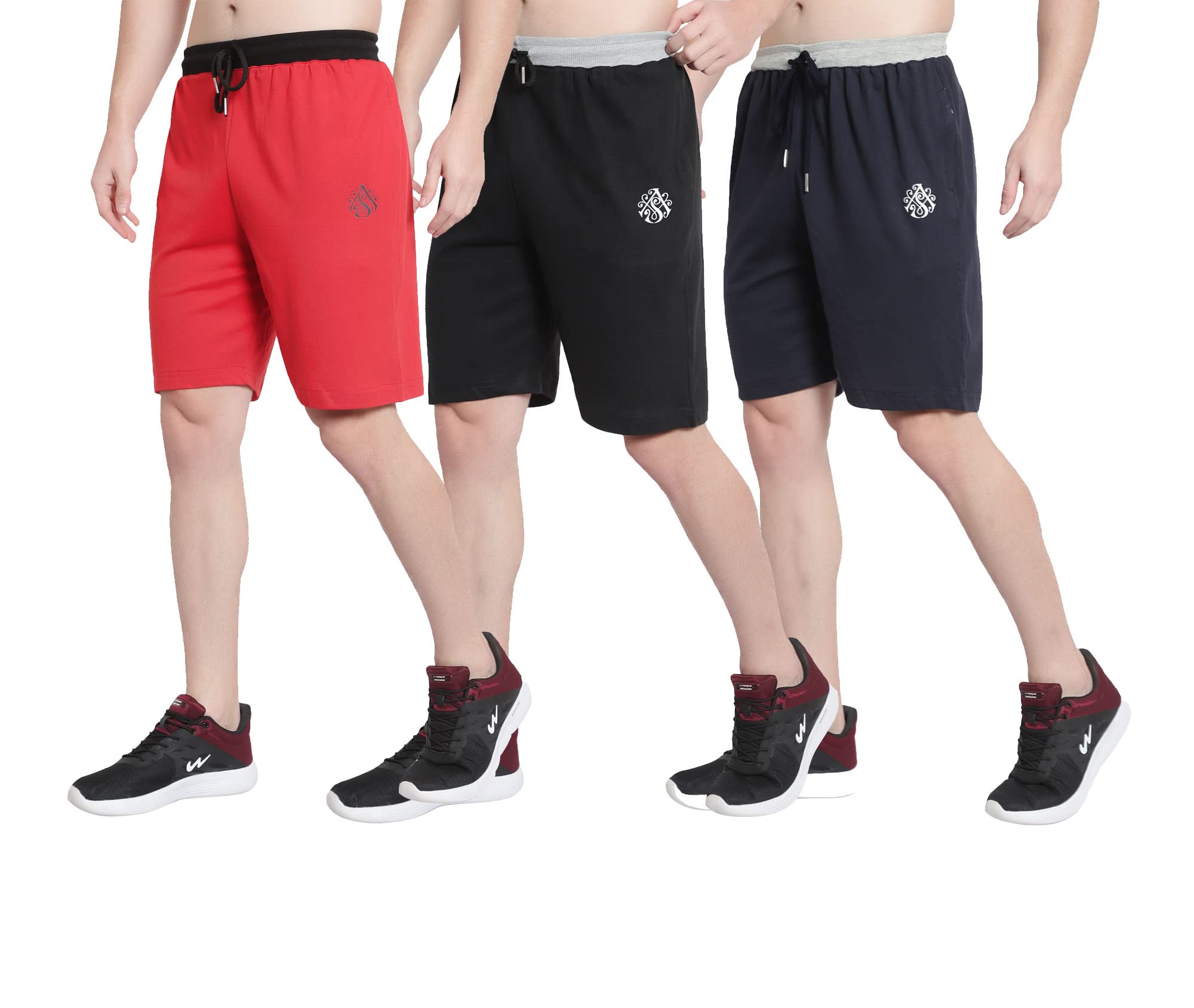 Men's Plus Sizes Cotton Shorts M to 5XL, 28 to 48 Inches Waistline Red, Black, Navy (Size_ 4XL, 40 to 46 Inches, Pack of 3)-image-31