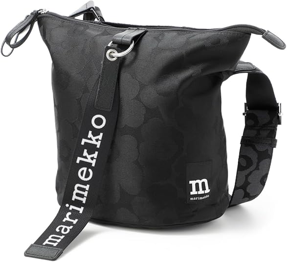 【美品】  marimekko / マリメッコ | Solid / Carry All bag / Unikko / ウニッコ 総柄 ショルダーバッグ | ブラック | レディース marimekko（マリメッコ） ショルダーバッグ Carry All Unikko キャリー