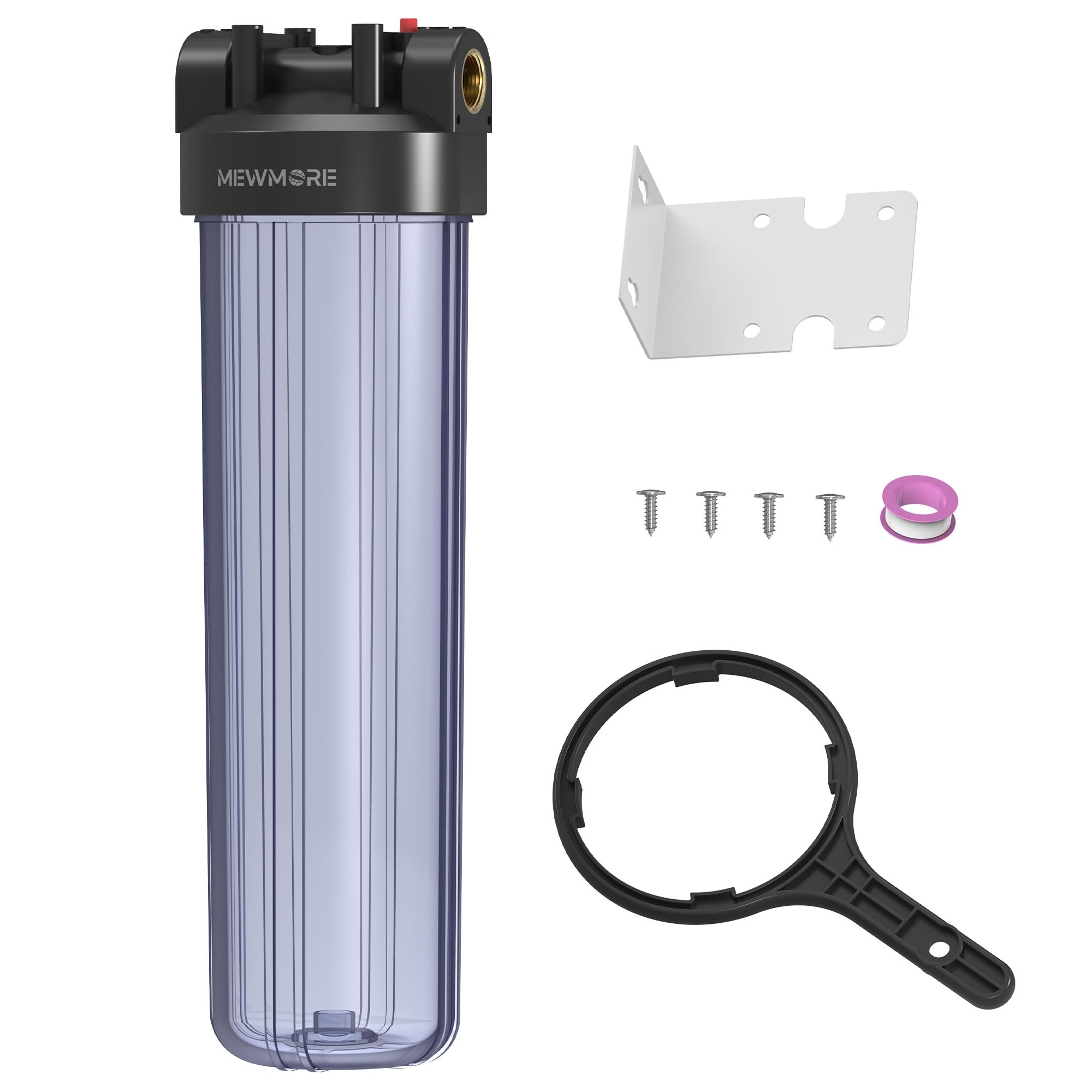 WHT20 - Carcasa de filtro de agua para toda la casa, compatible con filtros de sedimentos de 20 x 4.5 pulgadas para pozo y ciudad de agua, sistema de prefiltración para el hogar, puerto NPT de