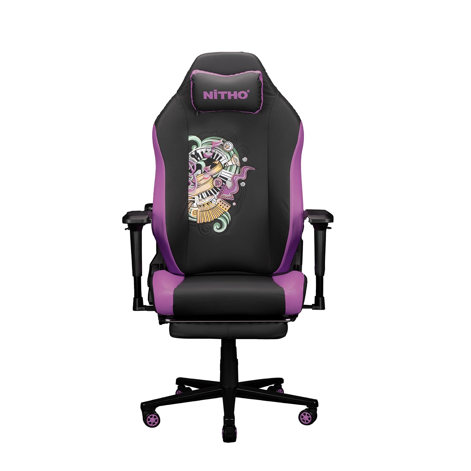 NiTHO FORGE Gaming Office Chair | Ergonomic Reclining Computer Chair with Magnetic Headrest, Foldable Footrest, Adjustable Lumbar Support, 4D Armrests, Swivel Chair for Work or Study, Black & Violet-image-37
