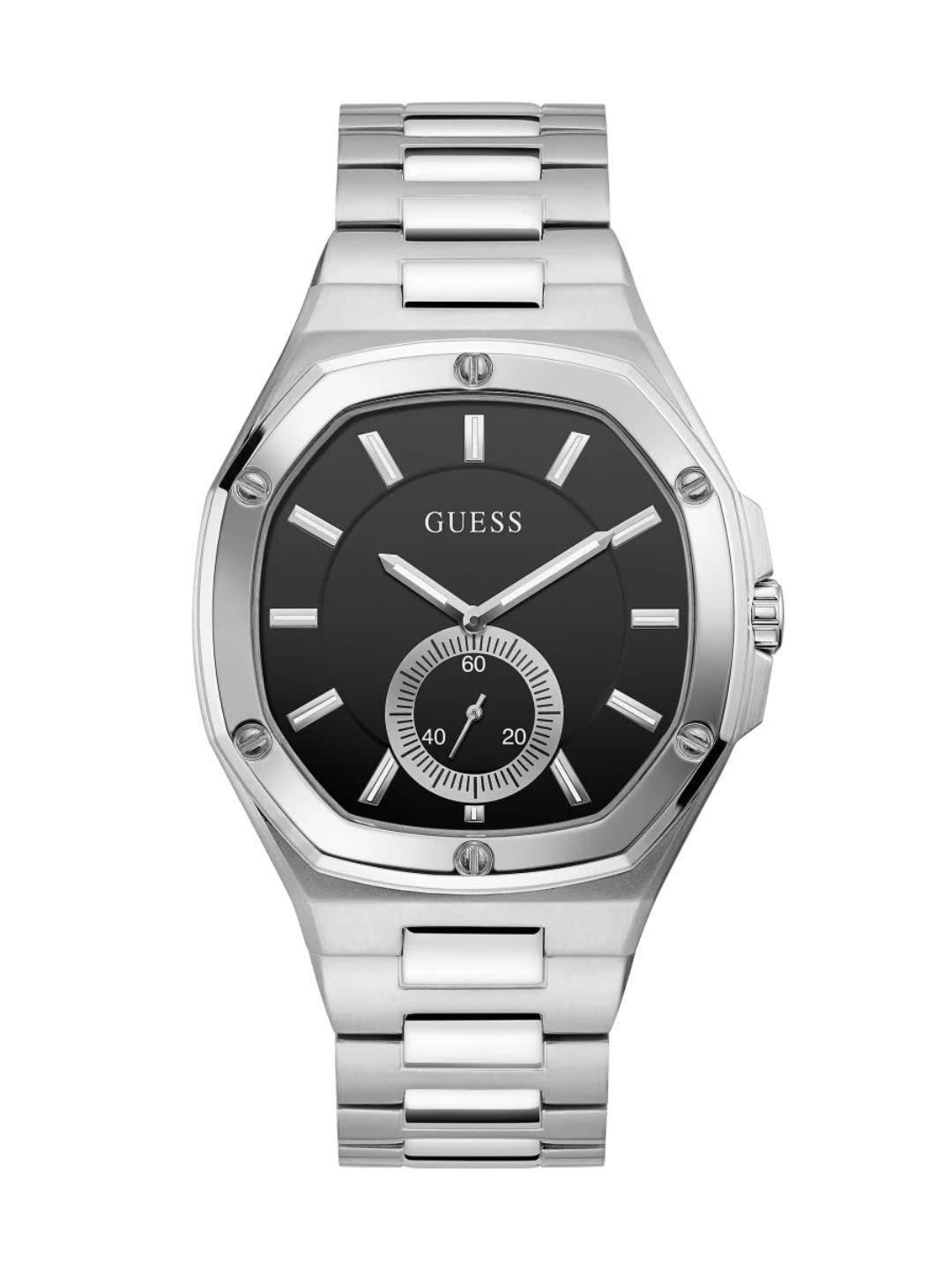 Guess 3 Hands Mens Analog Black Dial Coloured Quartz Watch, Octogonal Dial with 44 mm Case Width - GW0277G1 (B0B74ZMX1C) Amazon Price History, Amazon Price Tracker