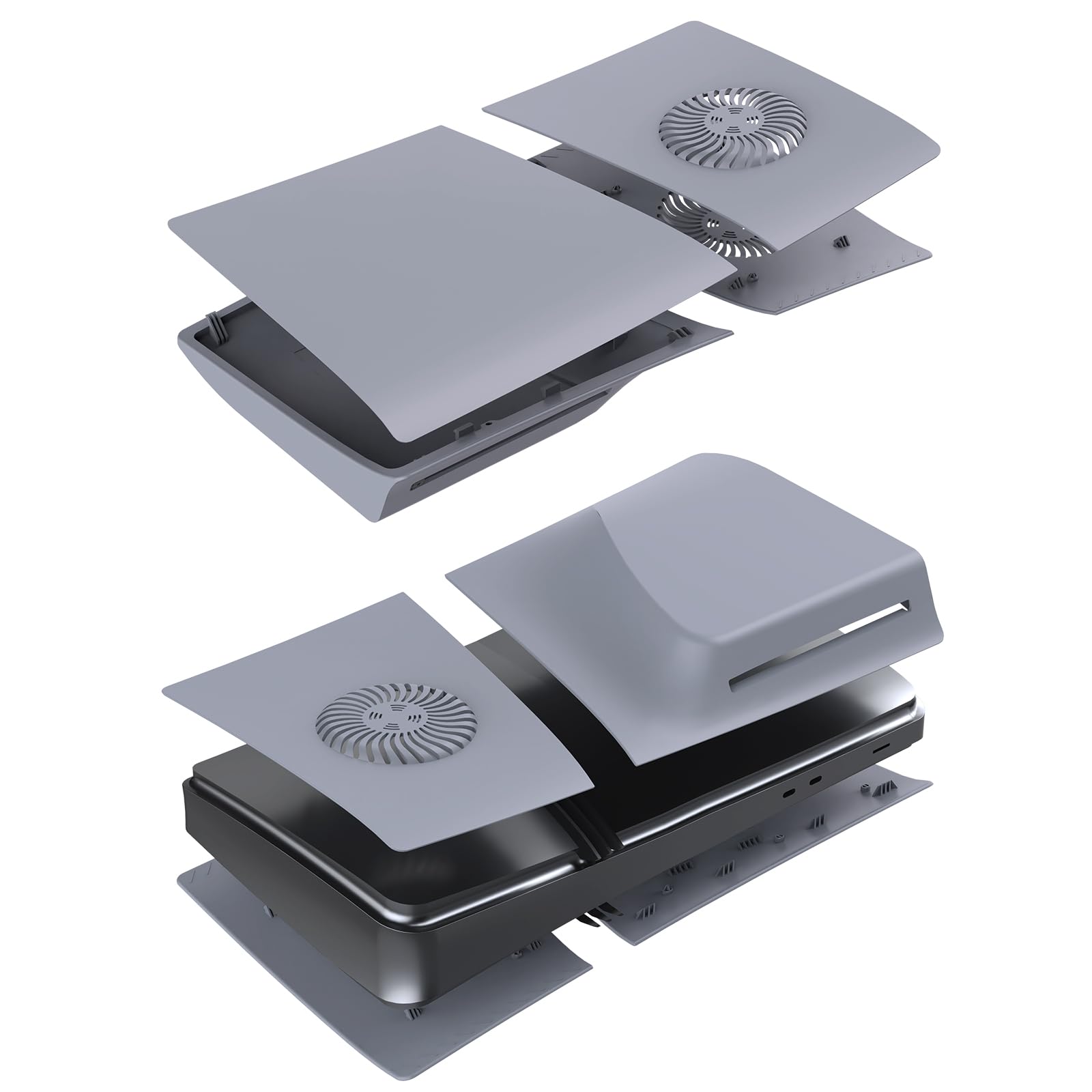 Coperchio Piastre di Ricambio per PS5 Pro Console, Faceplate Guscio Personalizzato Piastra Laterali con Prese d'aria Custodia in ABS Accessori per PS5 Pro Disc Edition, Grigio