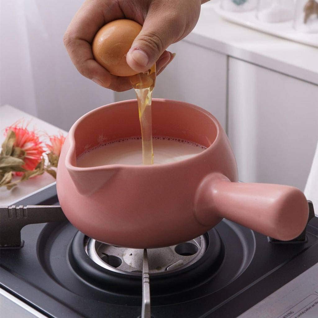 Suppenschüsseln mit Griff Keramik Eierbrei Hafermilch Milch Instant Nudeln Kinder Baby einfarbig-Pink-700ML