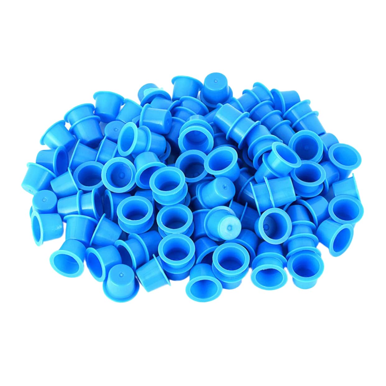 Baluue 100pcs Blue Ink Caps Professional Ink Cup Supplies Disposible Plastic Cups for Quick Application